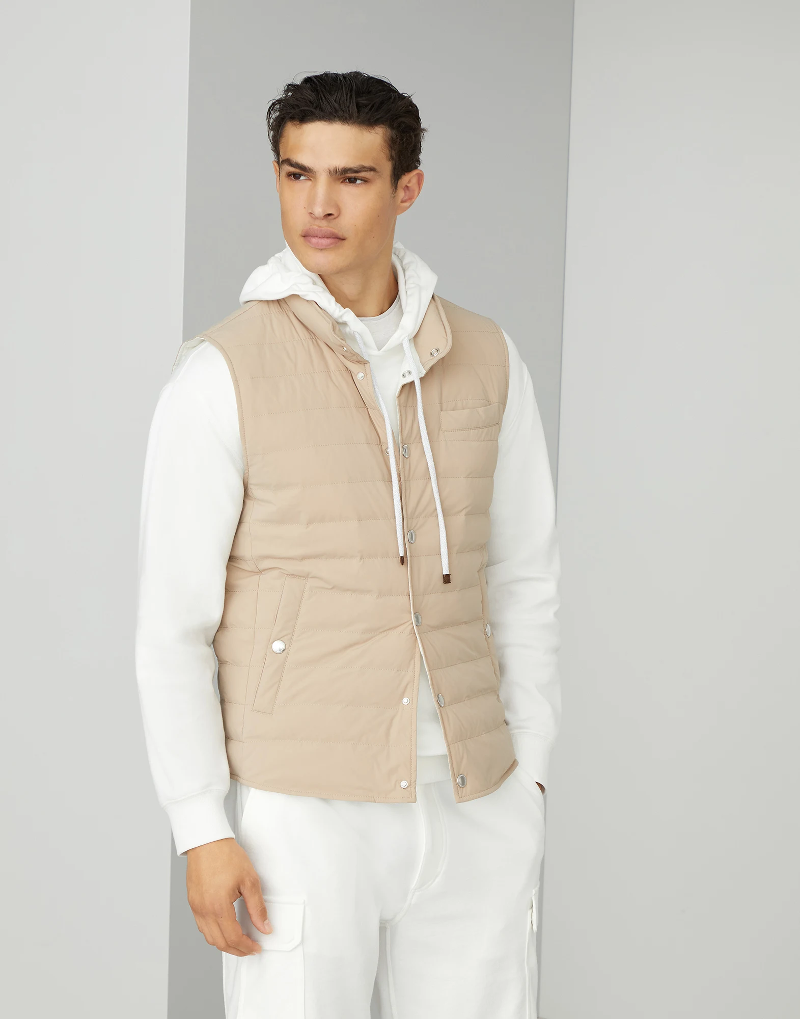 Bonded nylon lightweight down vest
