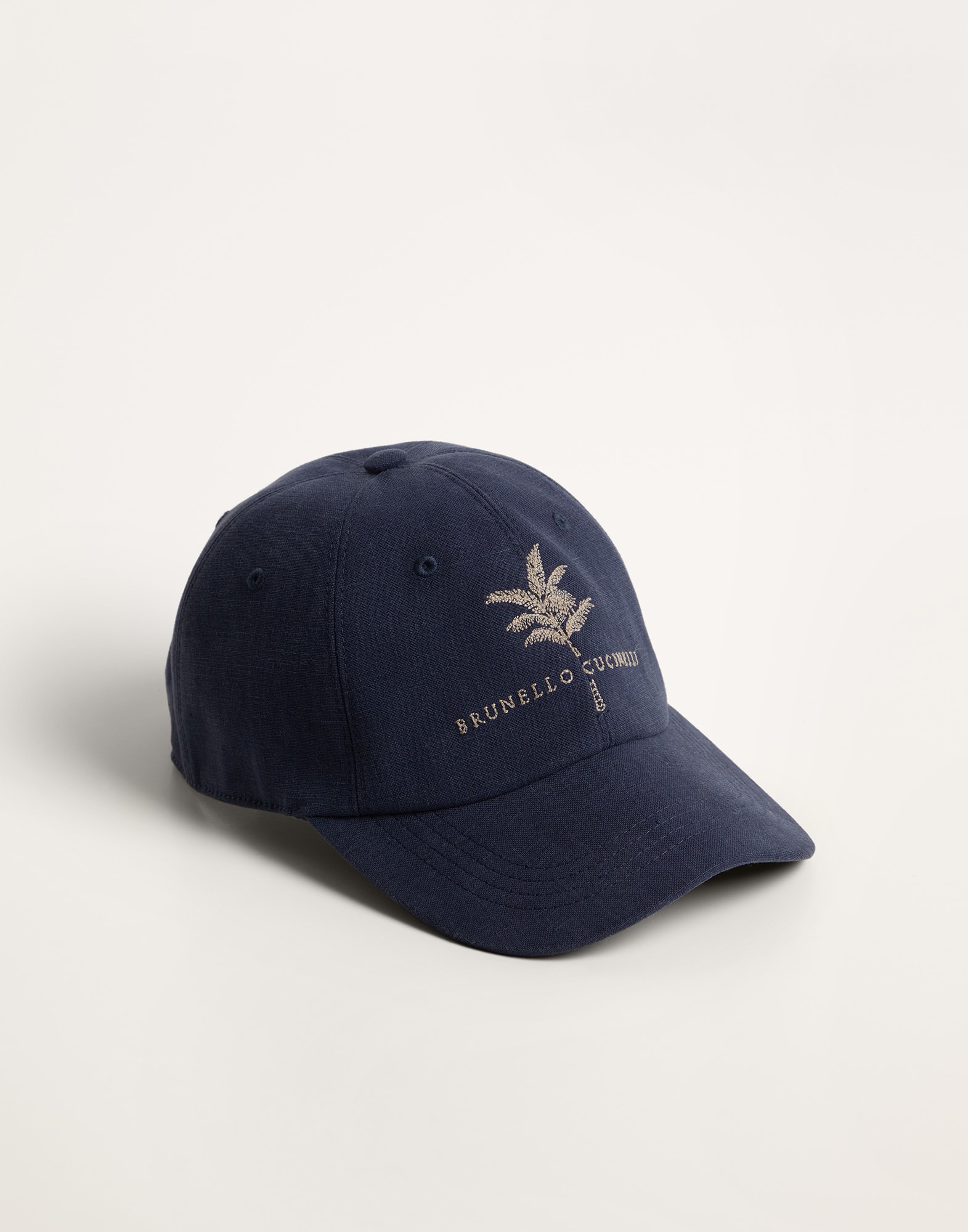 Twisted linen baseball cap with embroidery