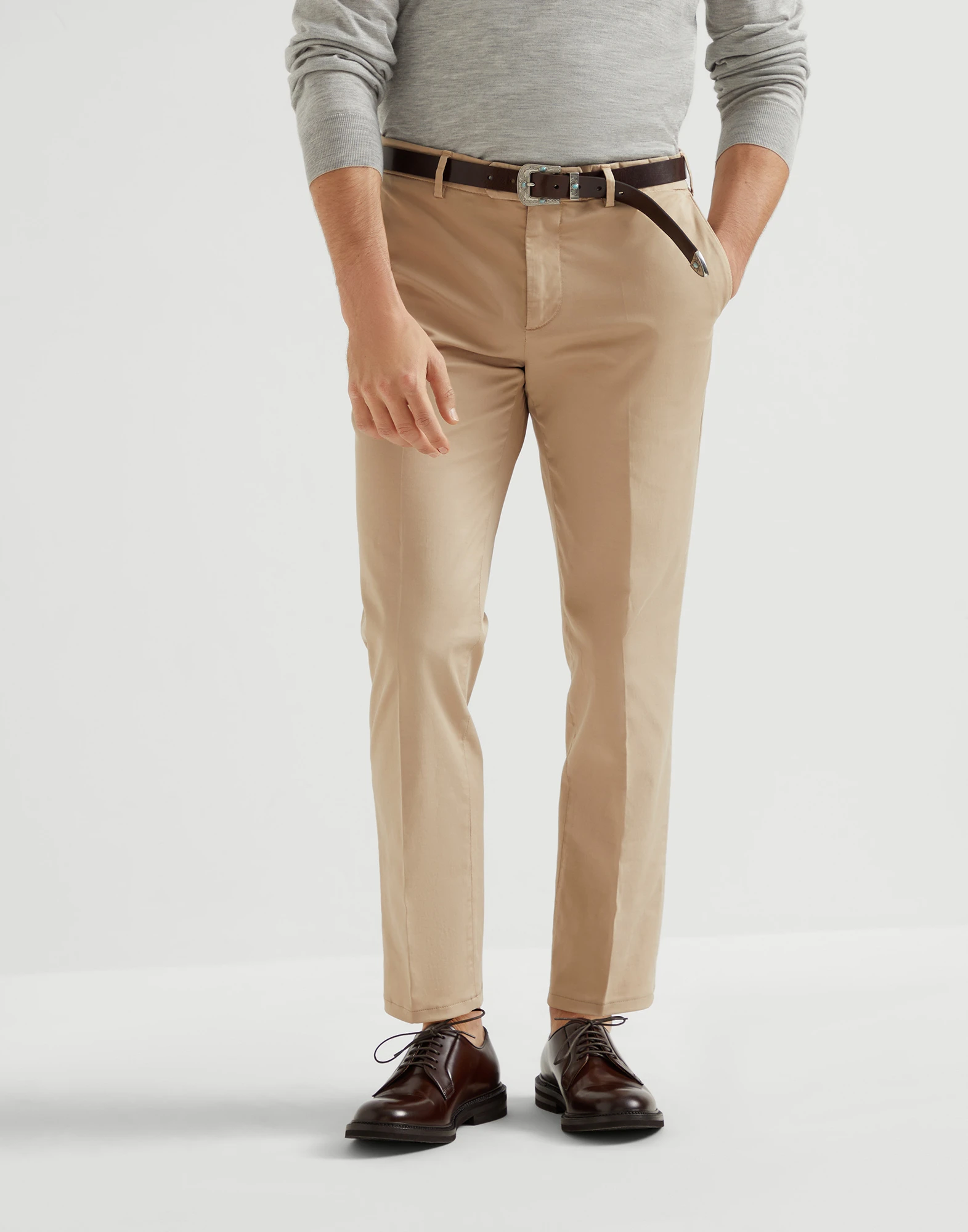 Gabardine garment dyed trousers