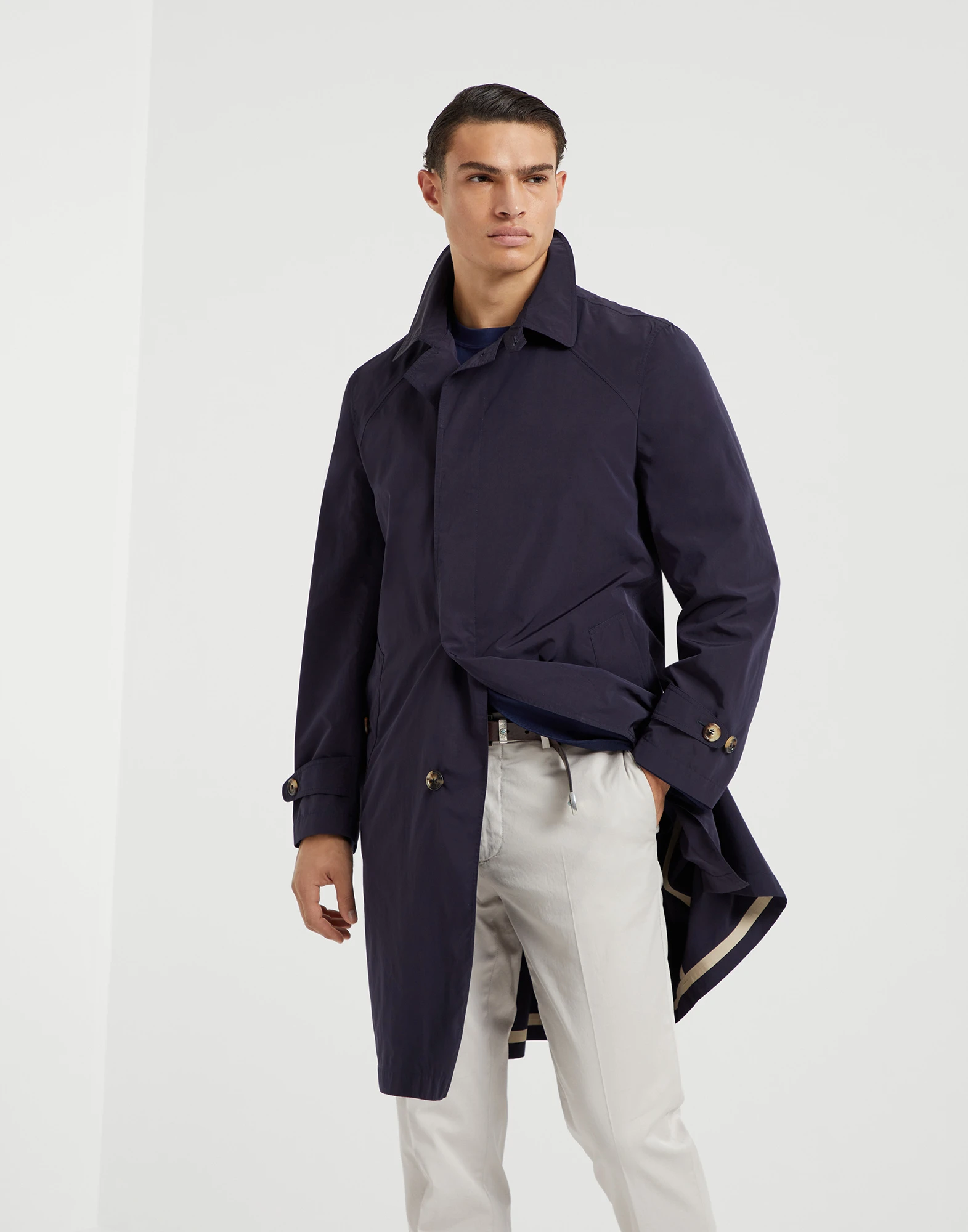 Water-resistant microfiber trench coat