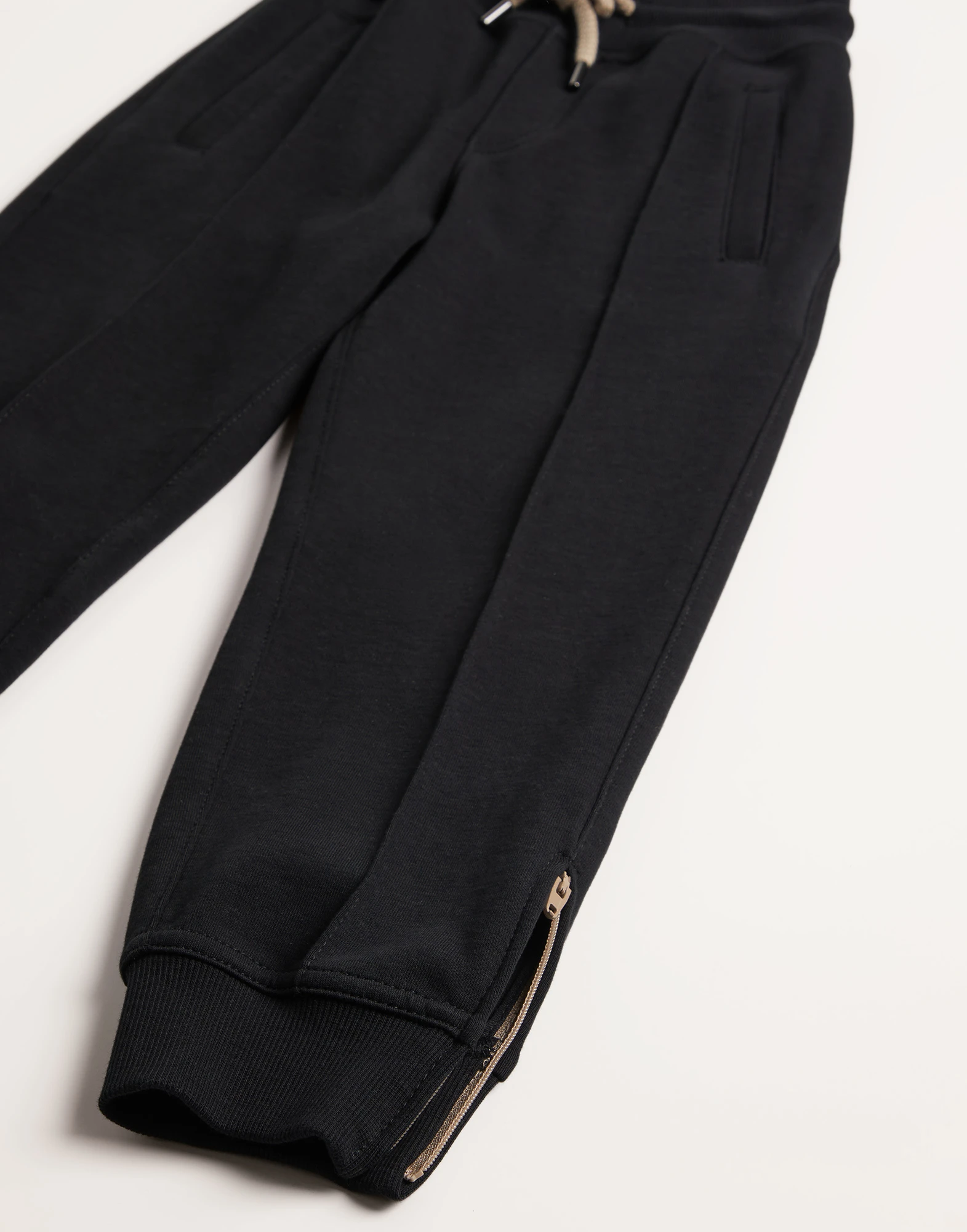 Techno cotton French terry trousers with Crte detail and elasticated zipper cuffs