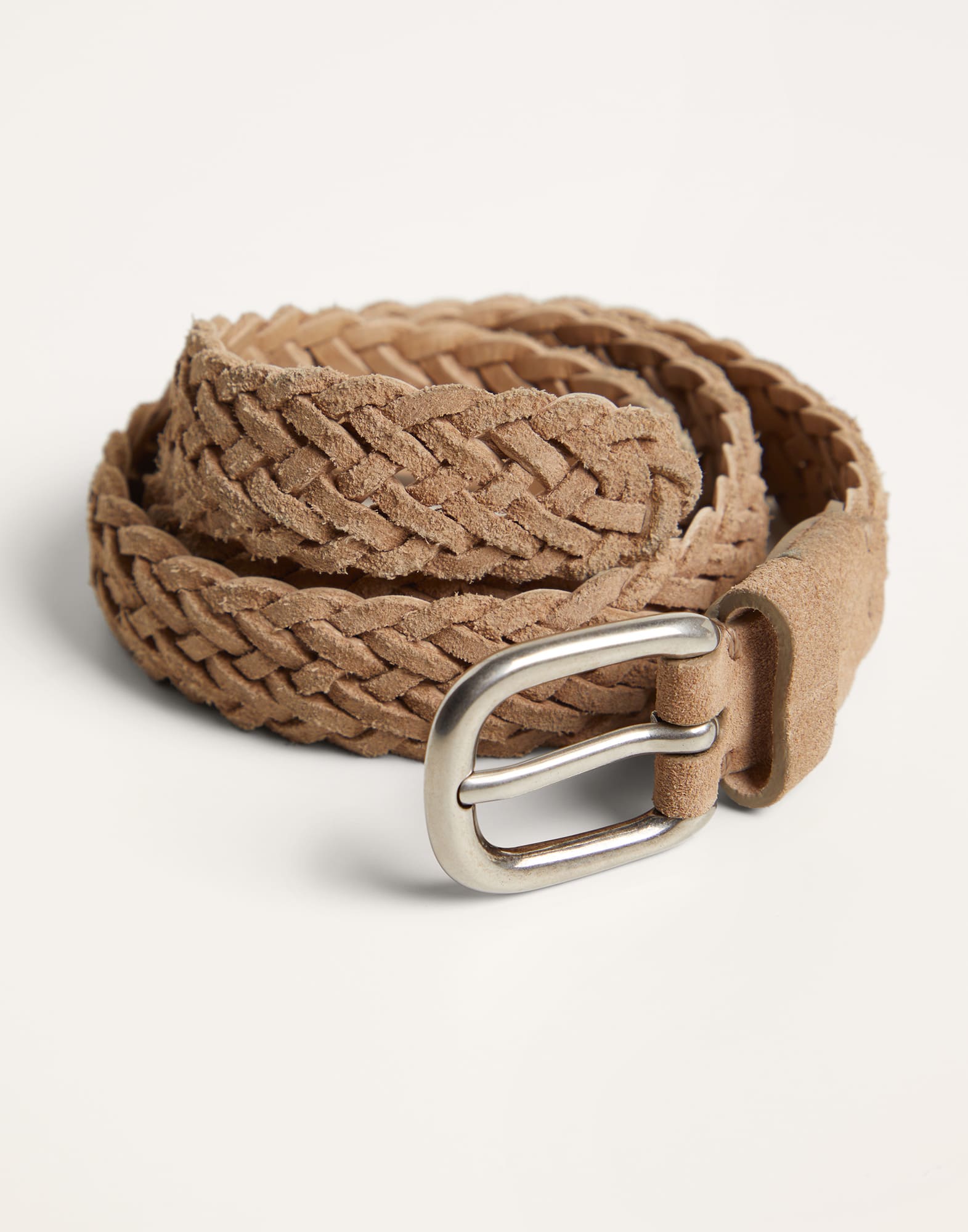 Braided reversed calfskin belt