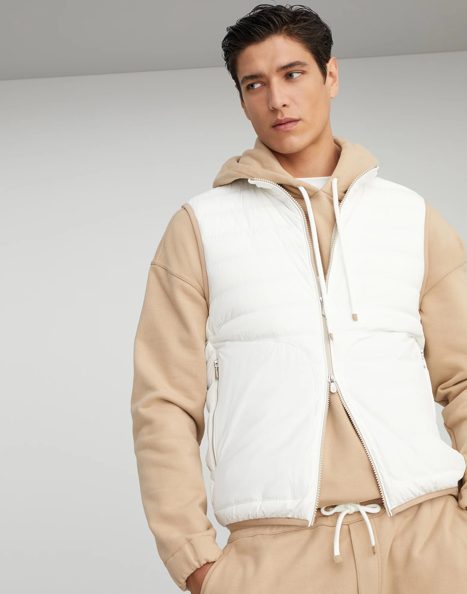 Bonded nylon lightweight down vest