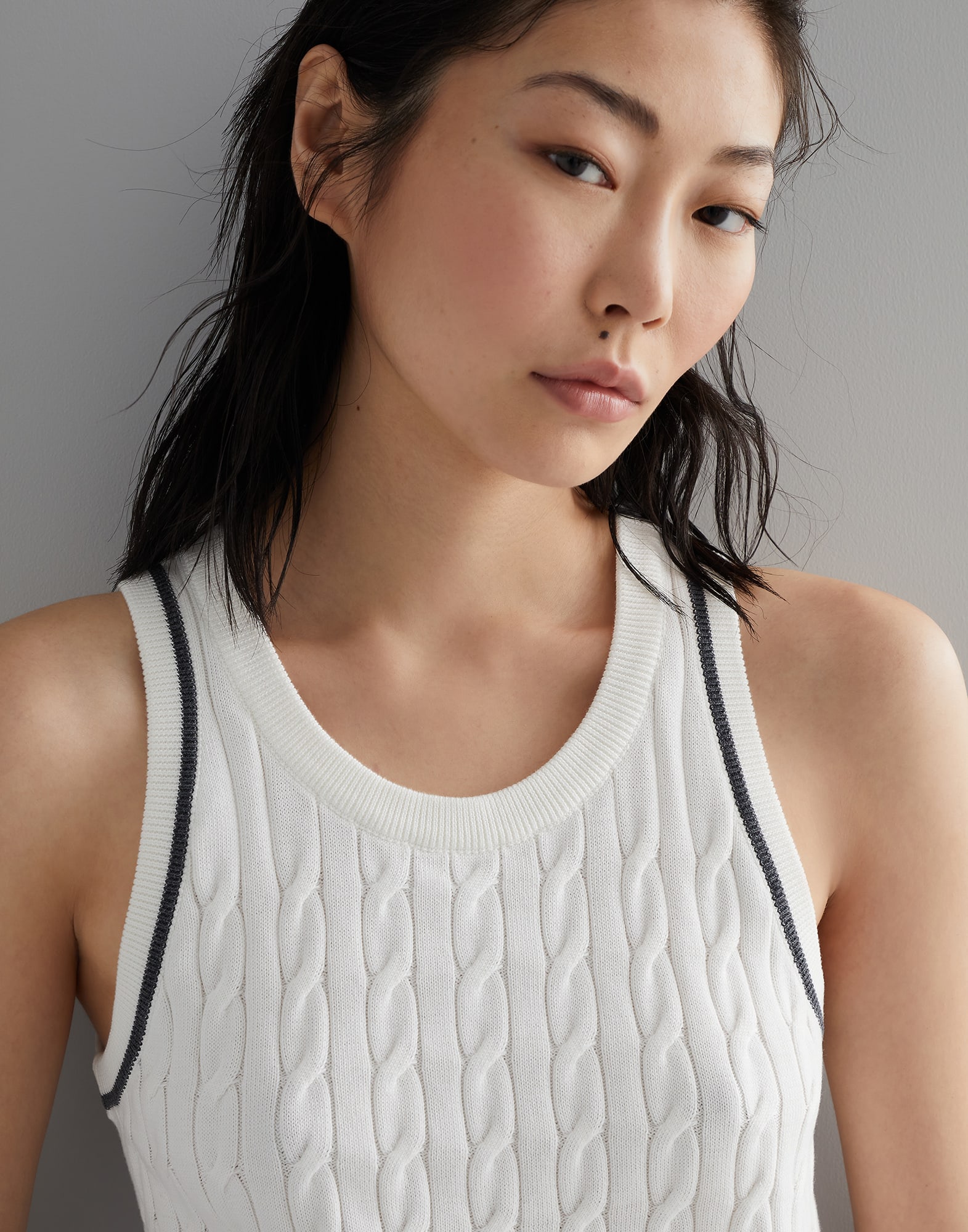 Cotton cable knit top