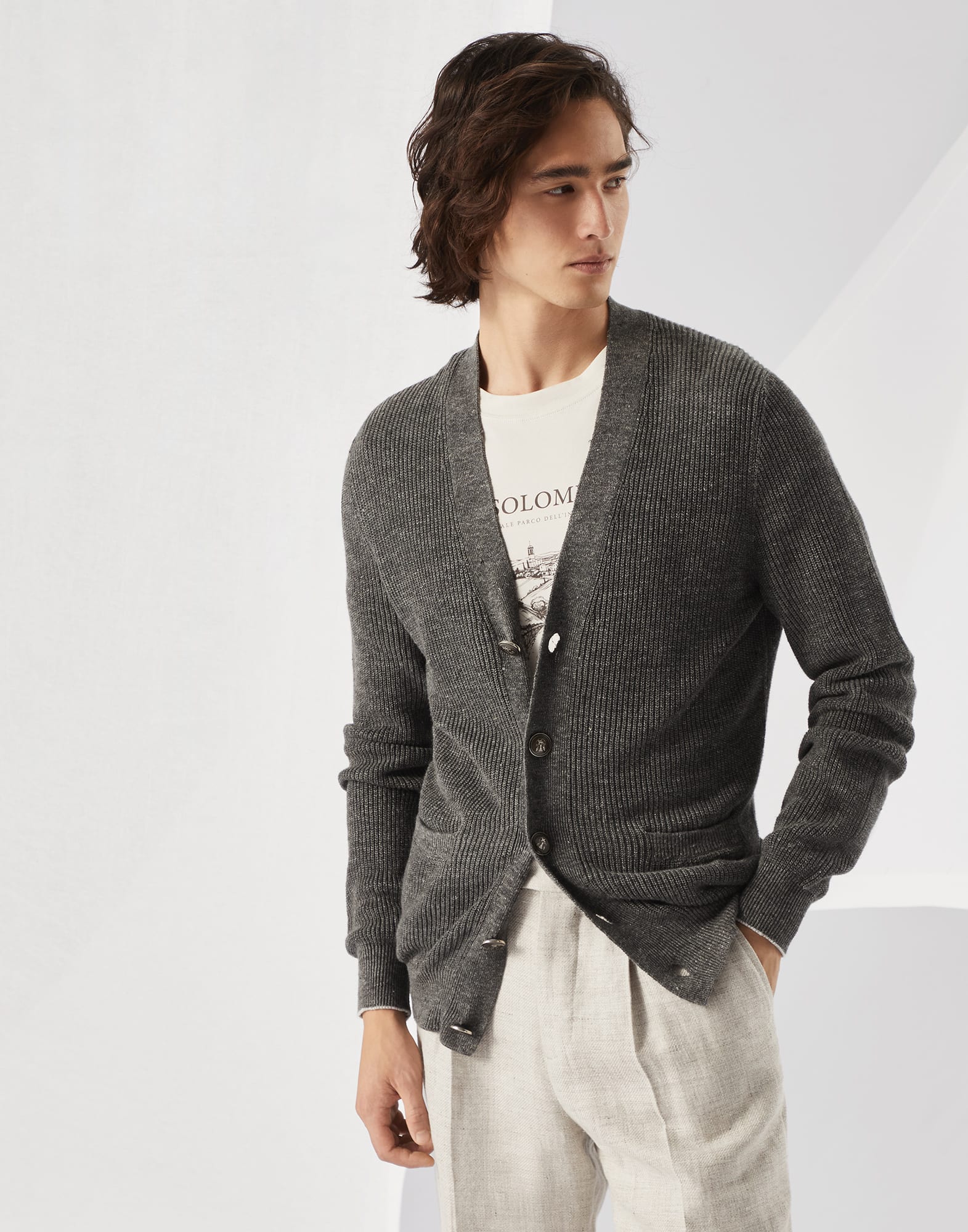 Cardigan with metal buttons