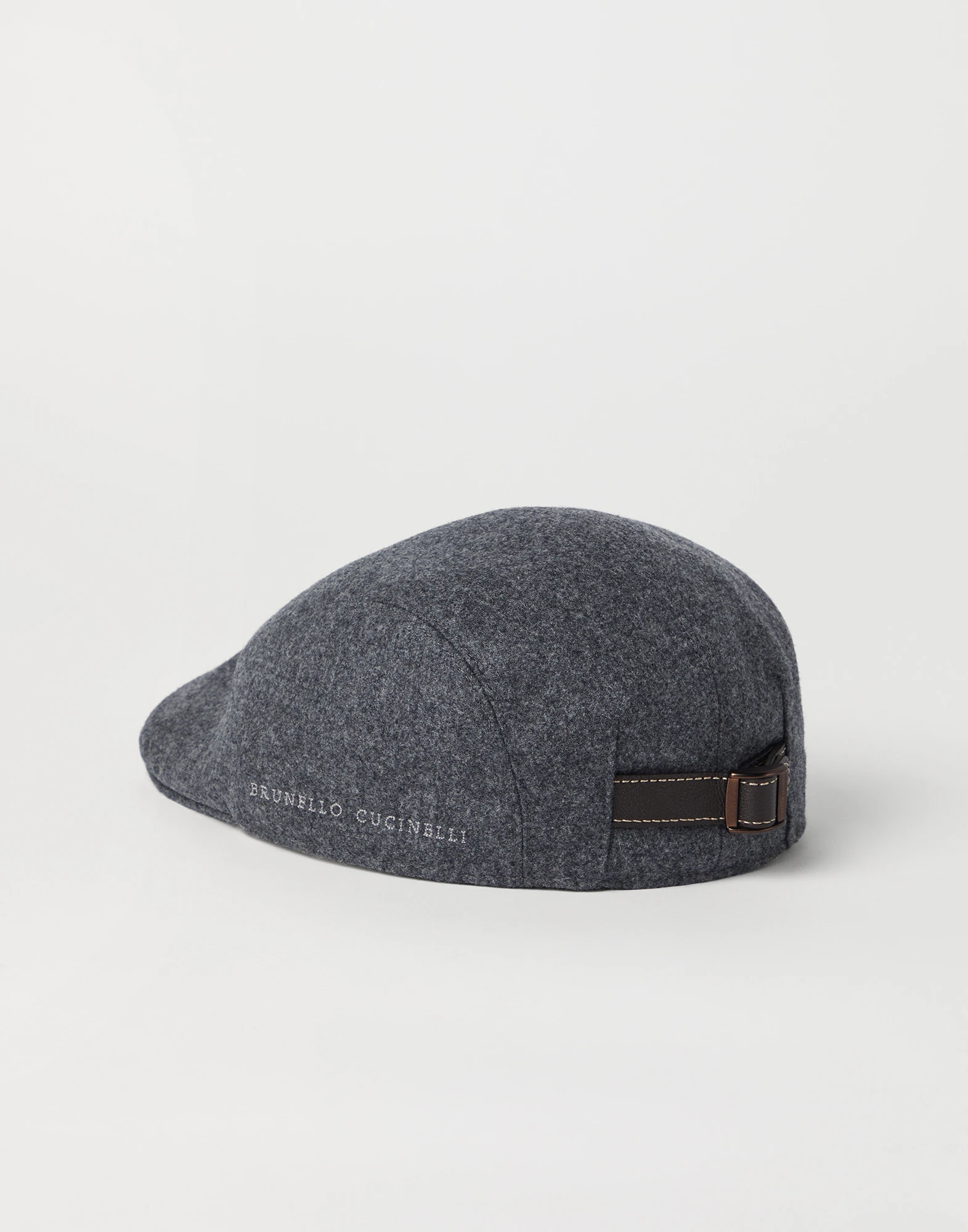 Virgin wool flannel flat cap with embroidered logo