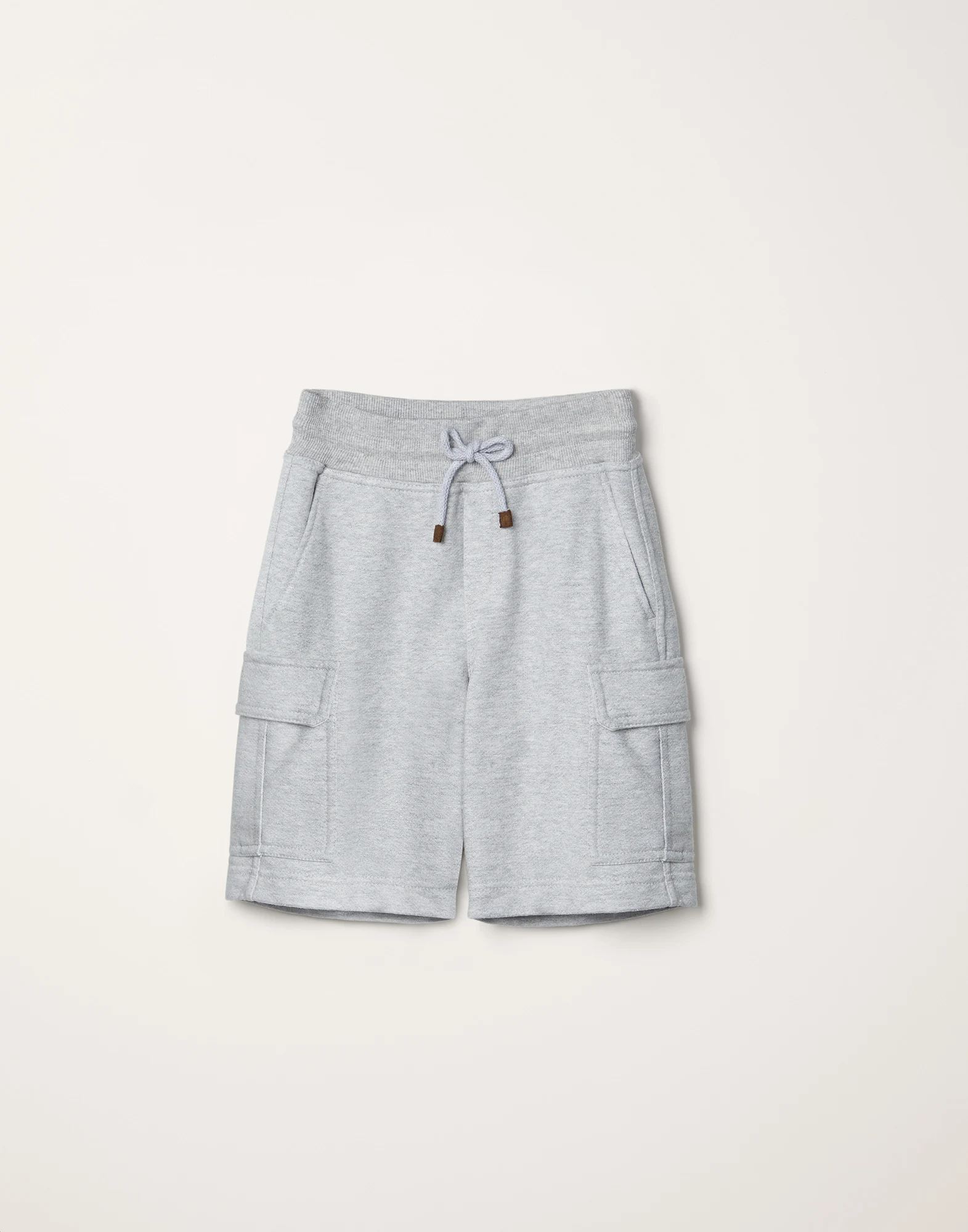Cotton and linen French terry Bermuda shorts with cargo pockets