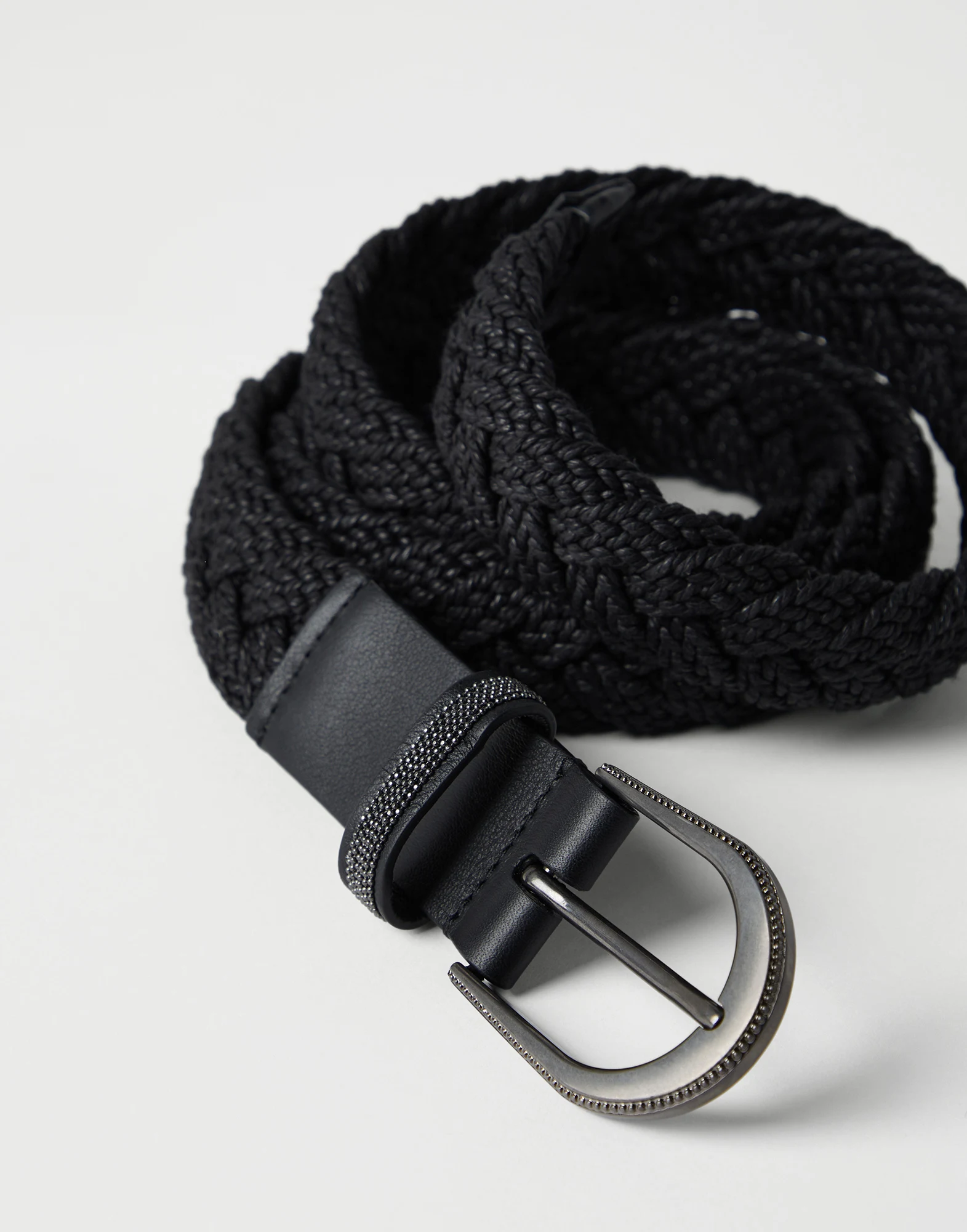Braided belt with shiny loop