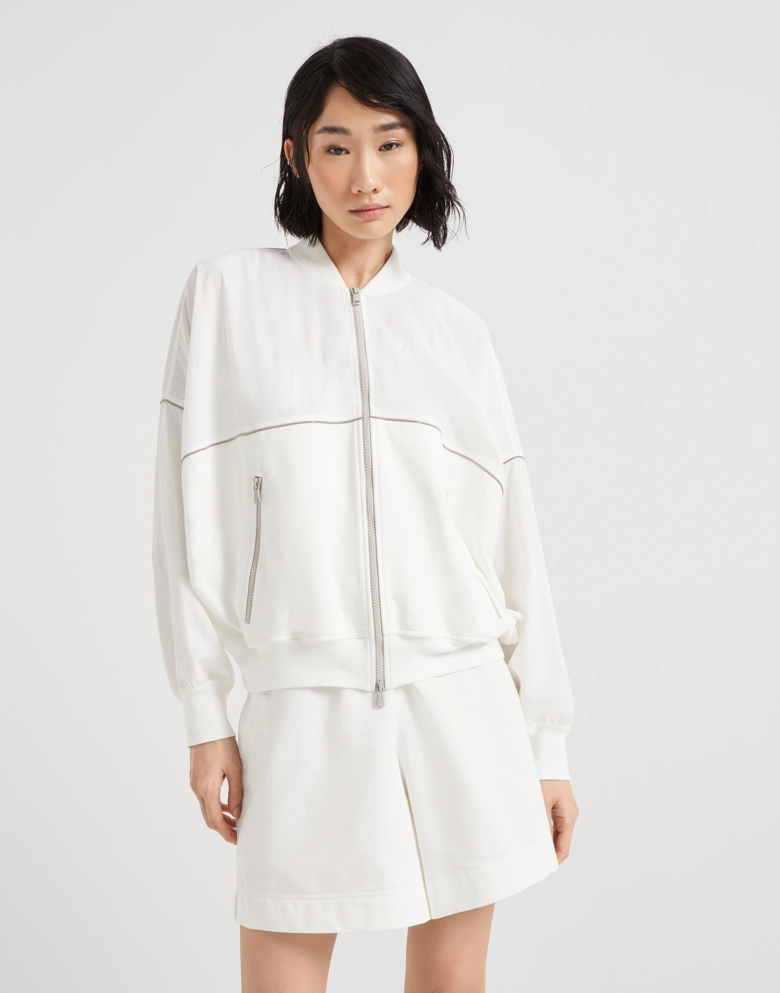 Paneled sweatshirt with monili