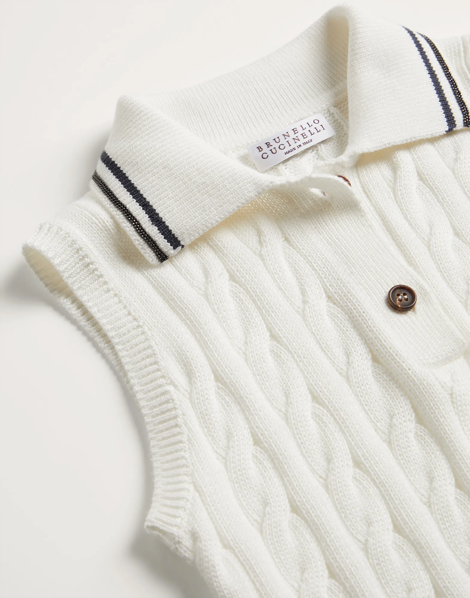 Cotton cable knit dress with monili