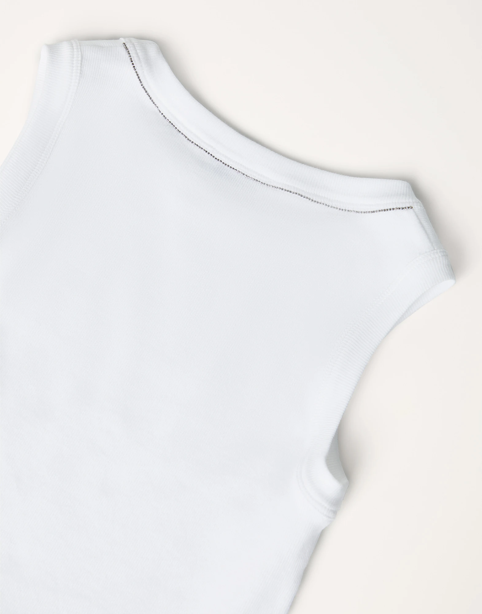 Stretch cotton ribbed jersey top with monili