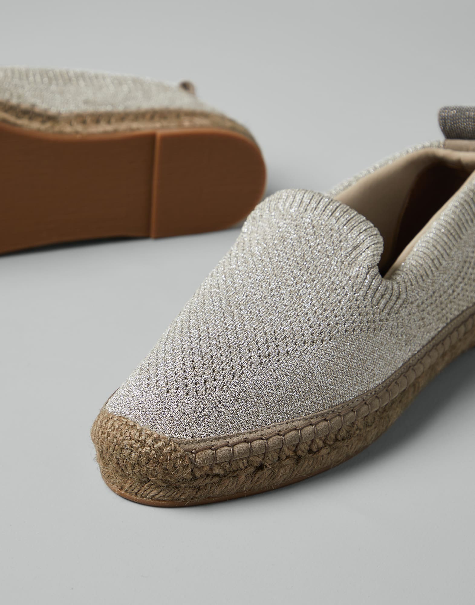 Sparkling knit espadrilles with shiny loop detail