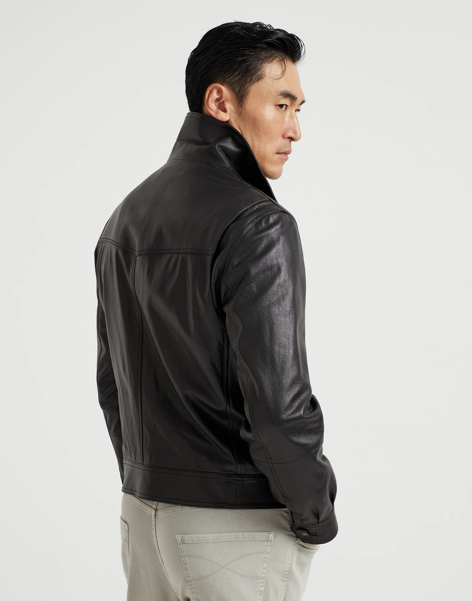 Grained leather jacket