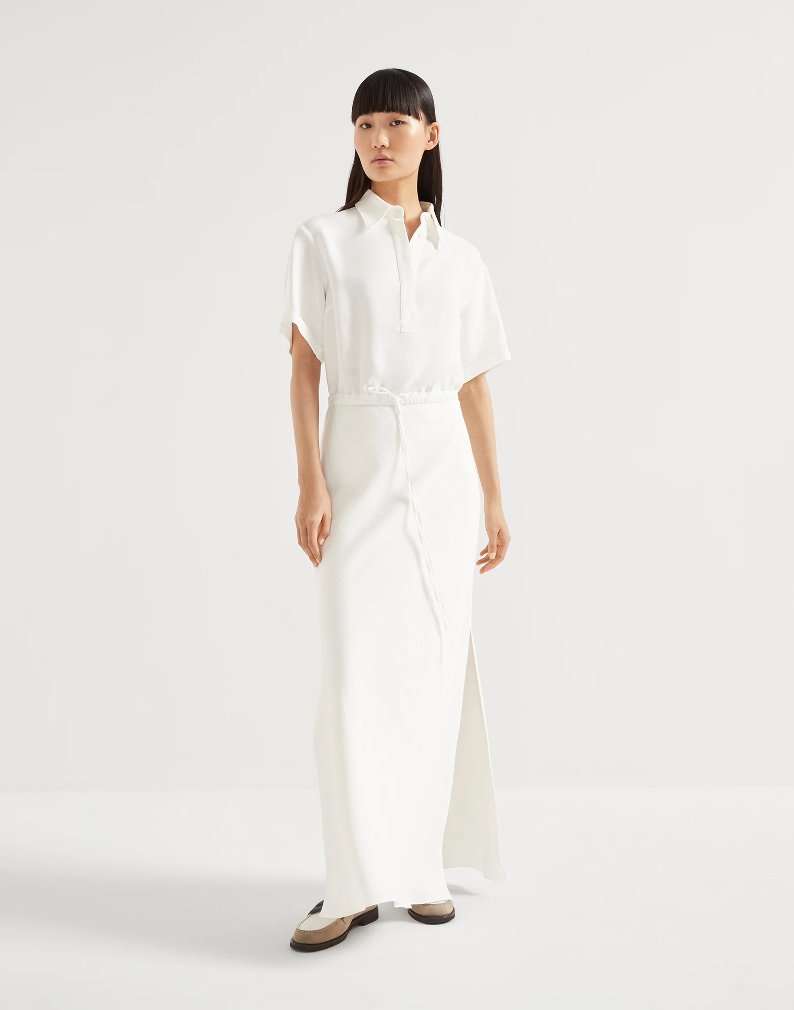 Twill dress with monili