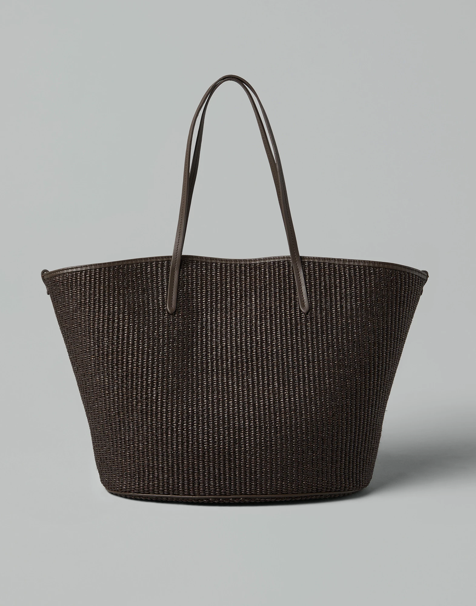 Techno cotton raffia shopper bag with monili