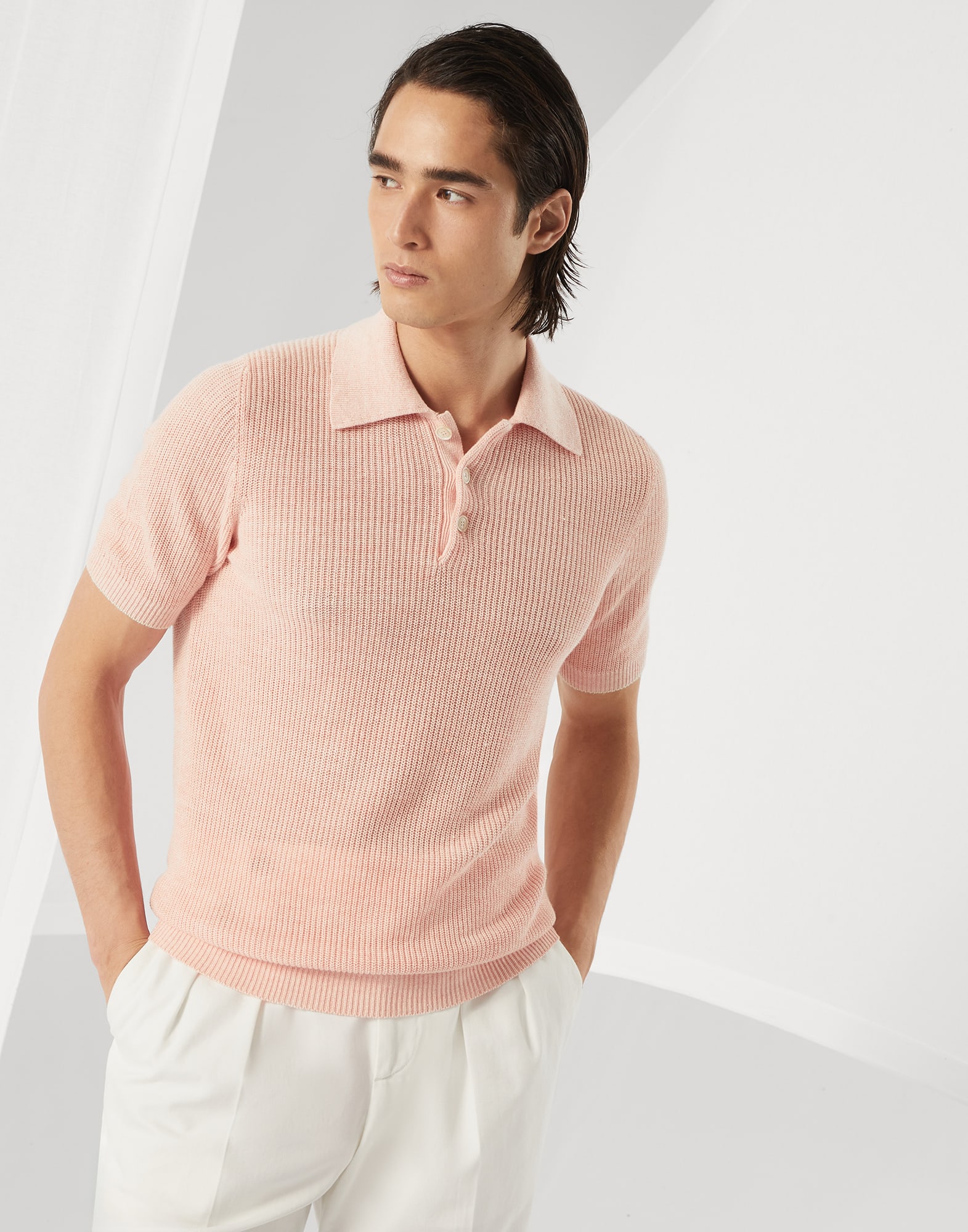 Half English rib knit polo