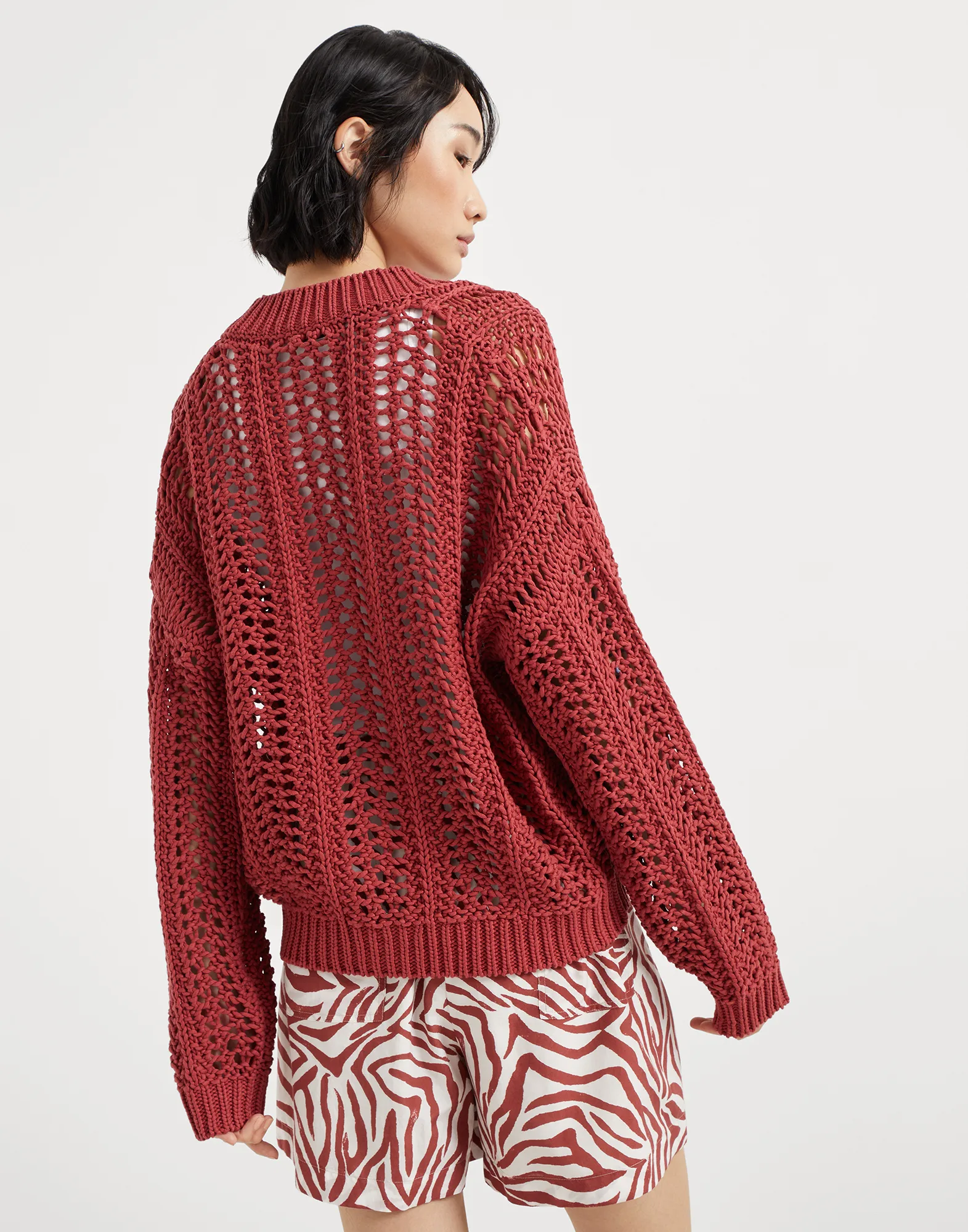 Ribbed Net cardigan