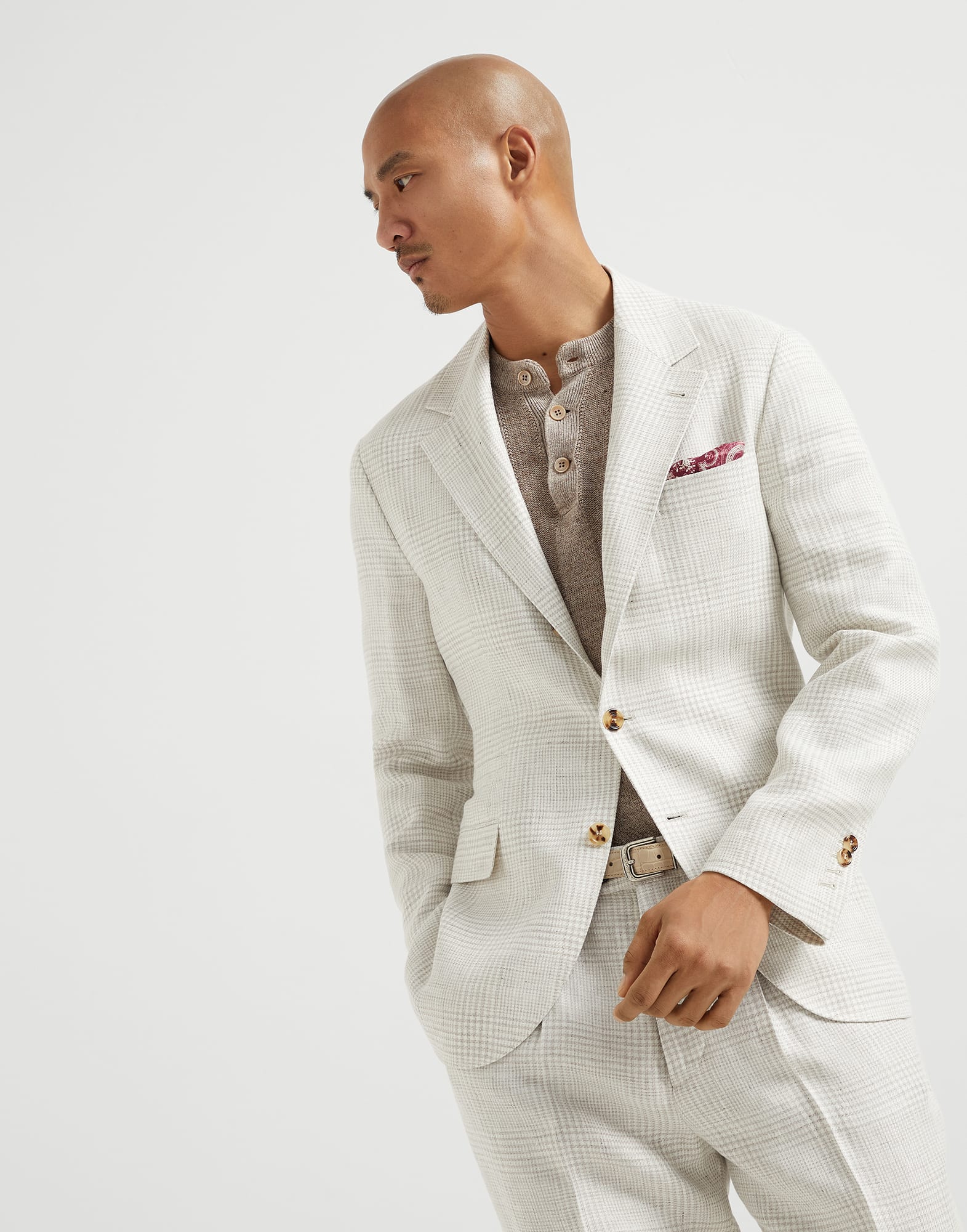 Diagonal twill unconstructed blazer