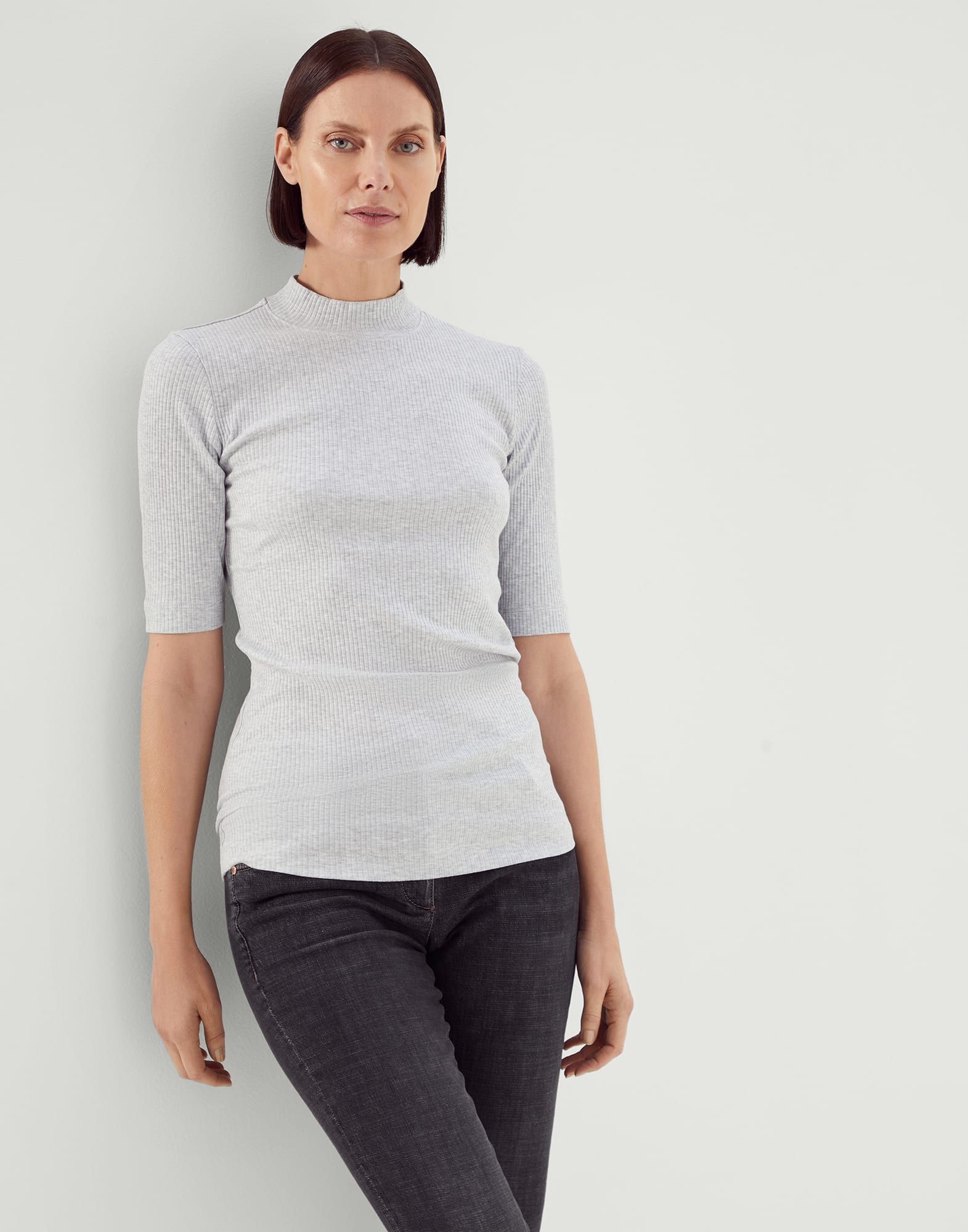 Cotton ribbed jersey T-shirt with monili