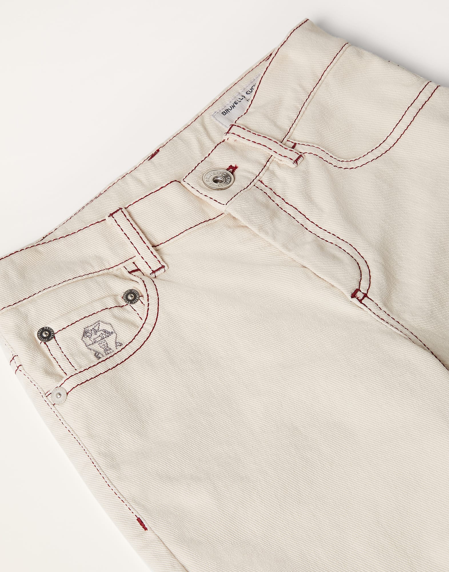 Dyed comfort lightweight denim trousers with contrast stitching