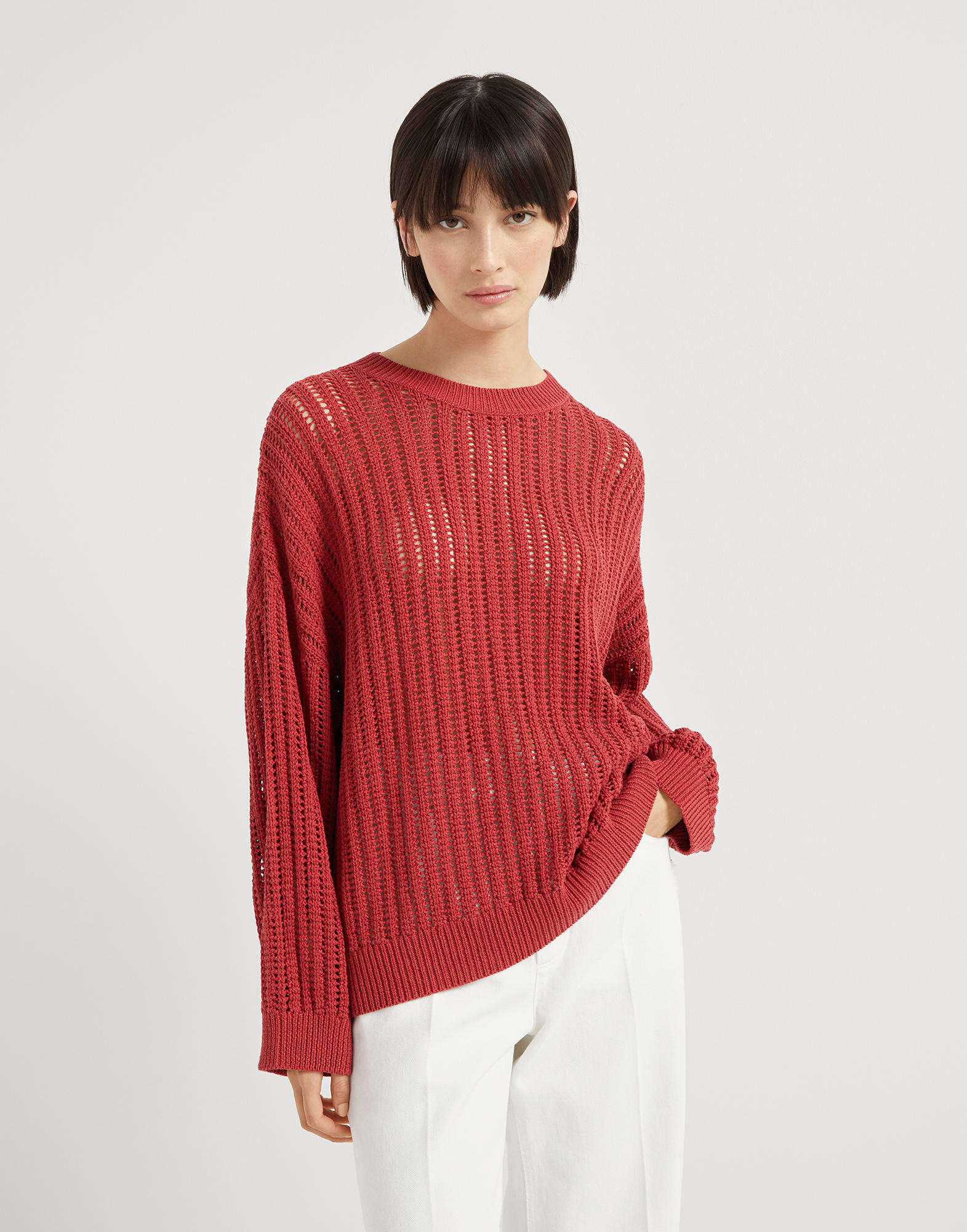 Ribbed openwork sweater