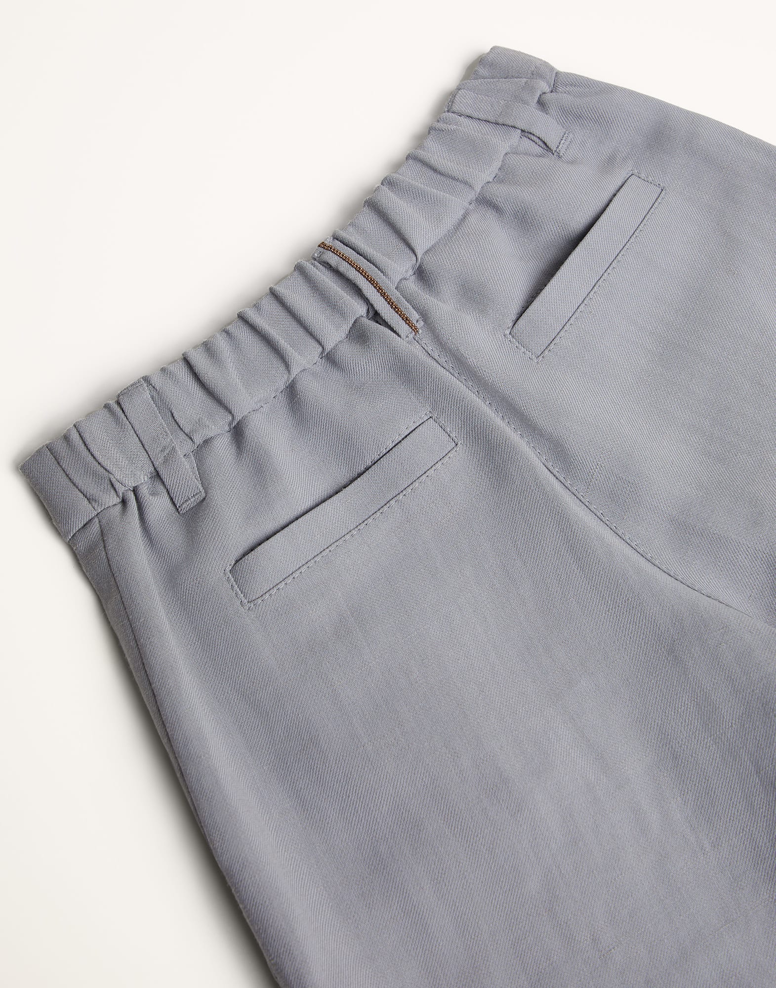Viscose and linen fluid twill sartorial shorts with monili