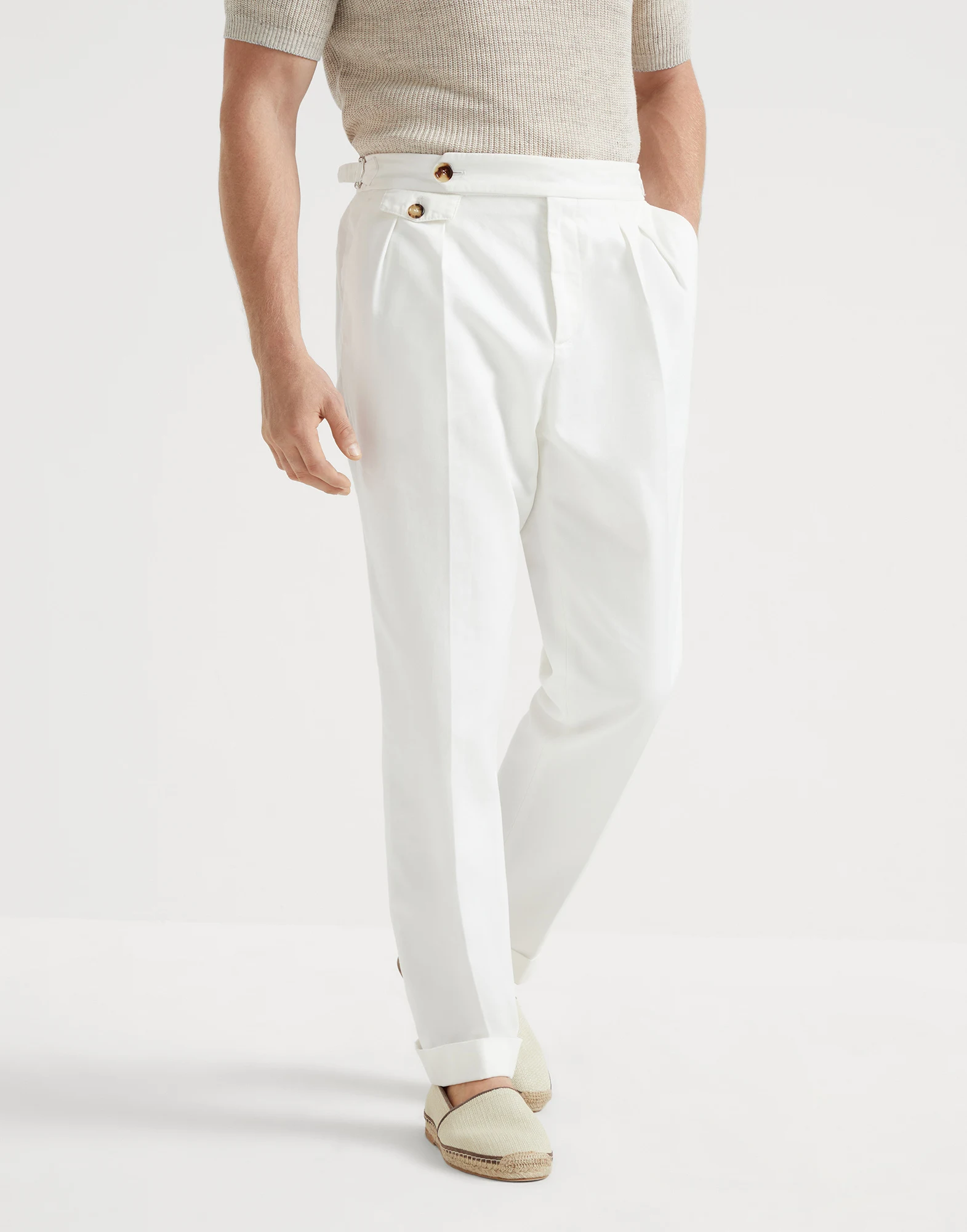 Gabardine garment dyed trousers