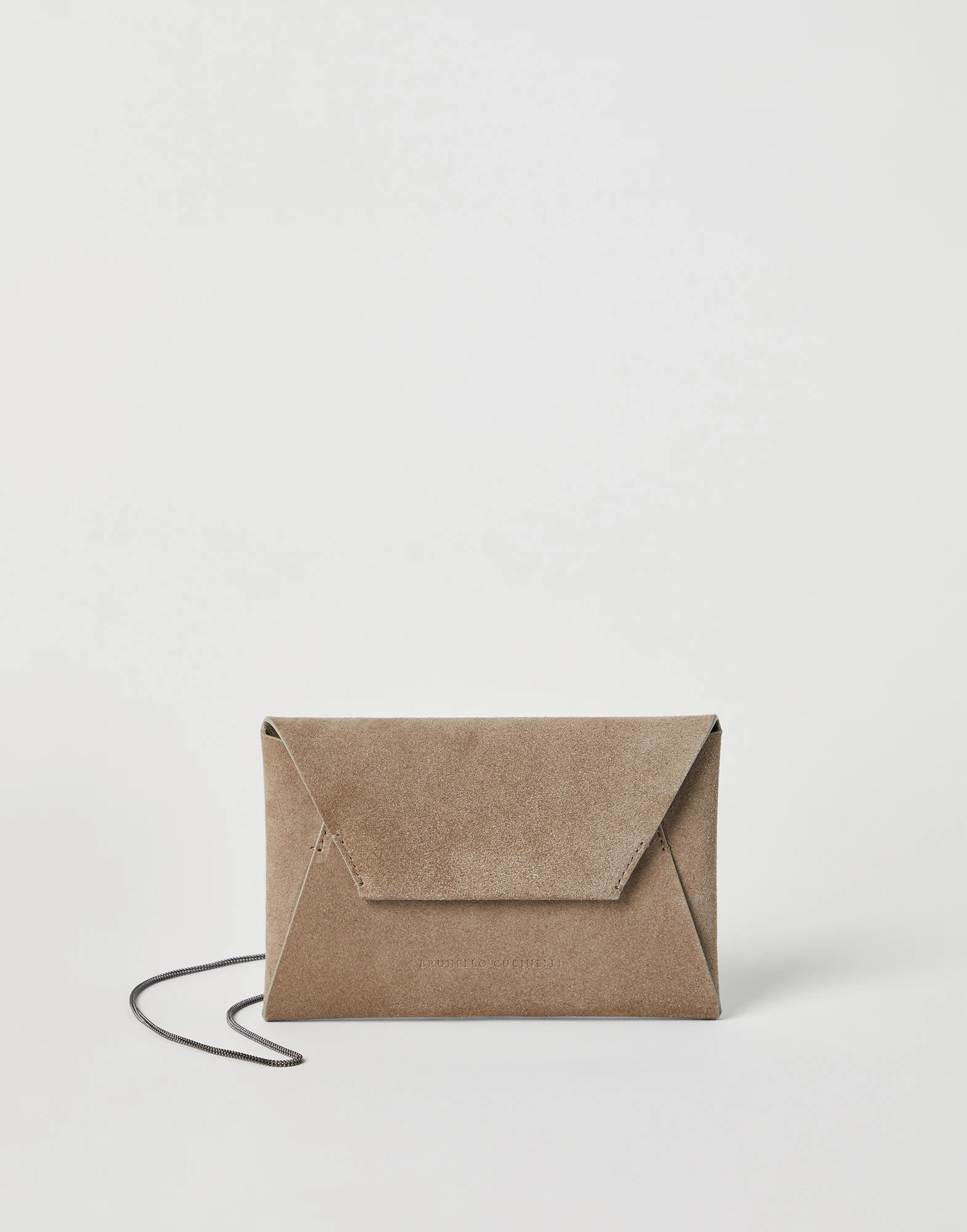 Suede envelope bag with precious chain