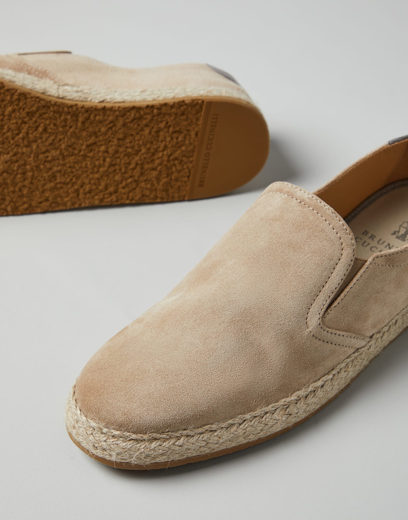 Suede slip-ons with rope insert