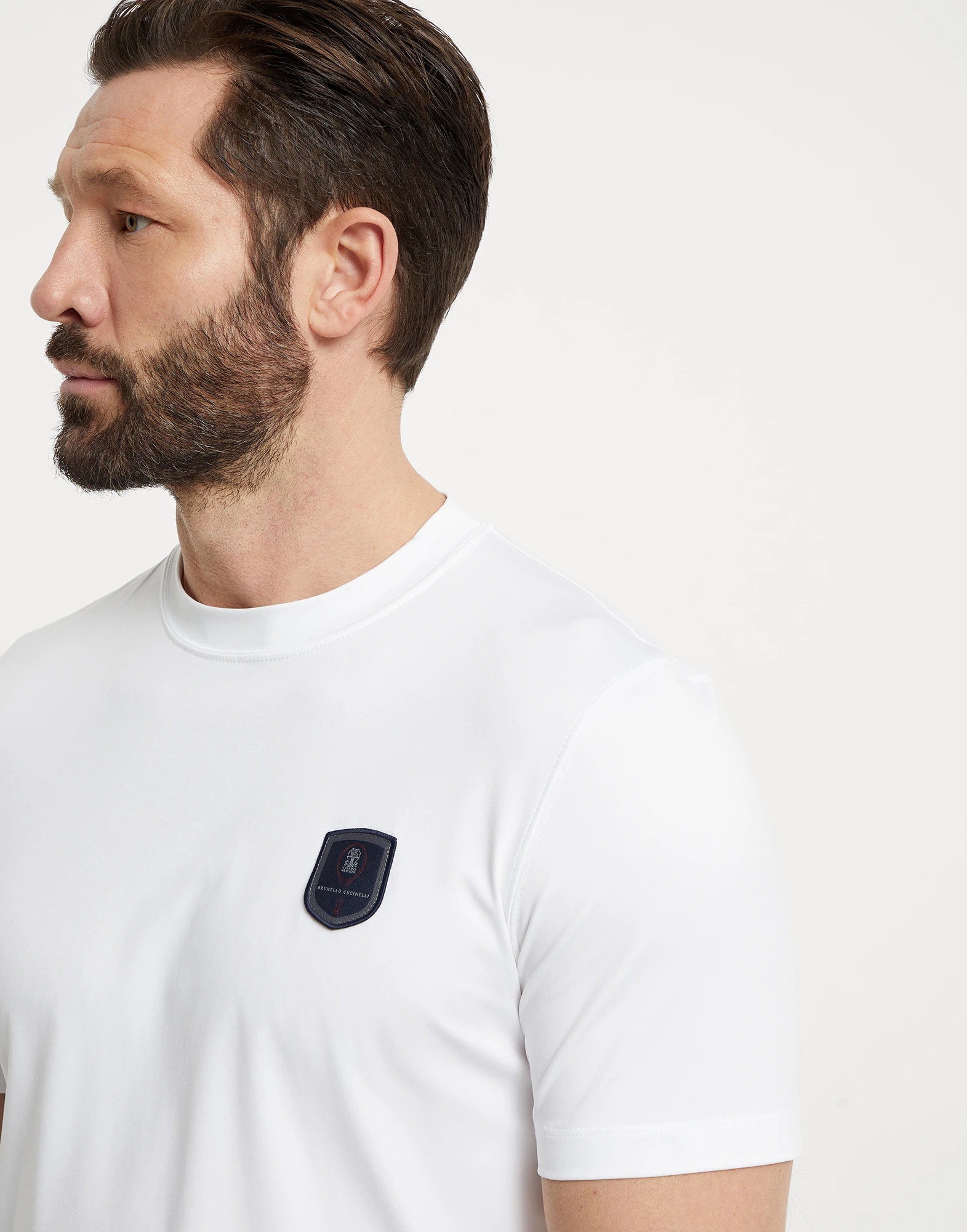 Techno jersey crew neck T-shirt with tennis badge