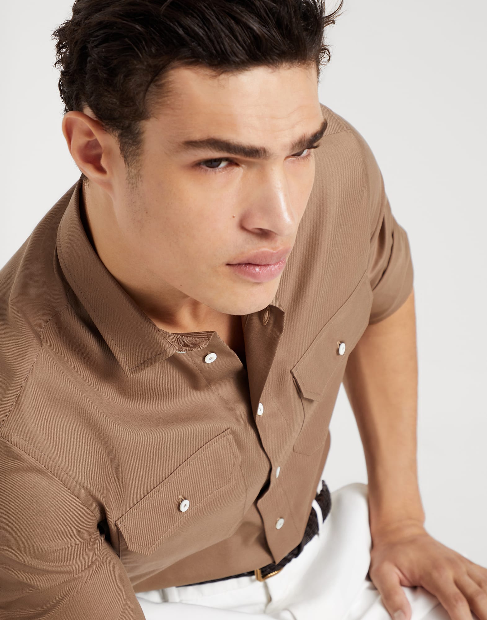 Twill easy fit shirt with chest pockets