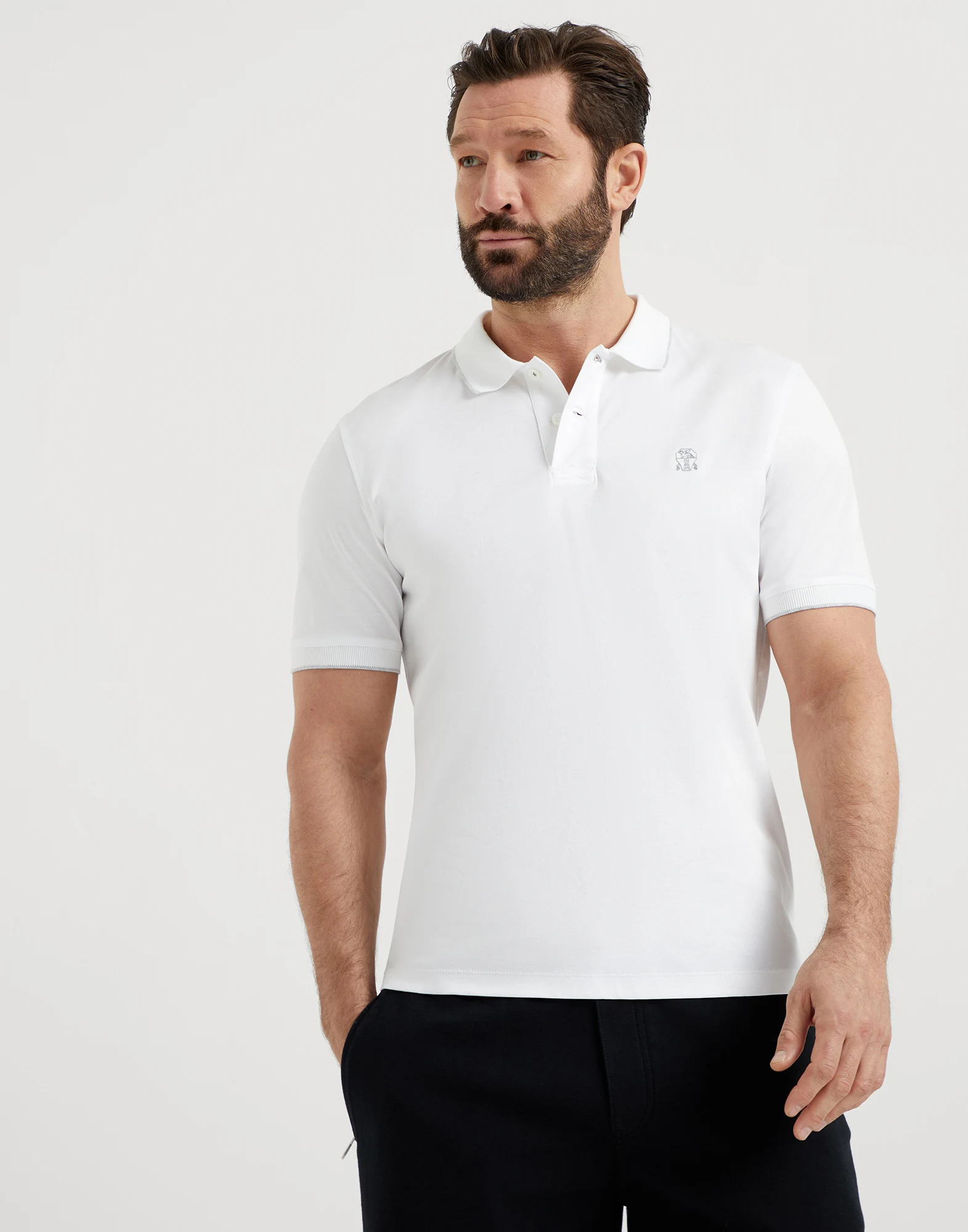 Cotton jersey polo with logo