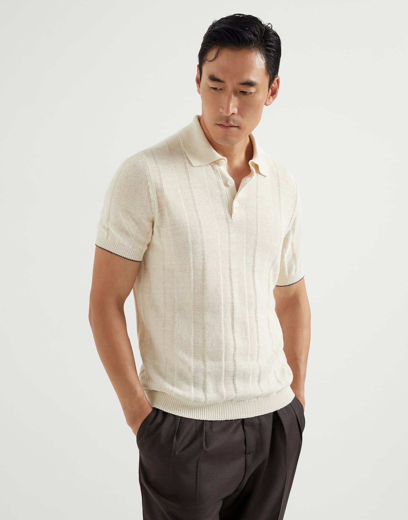 Rib knit polo