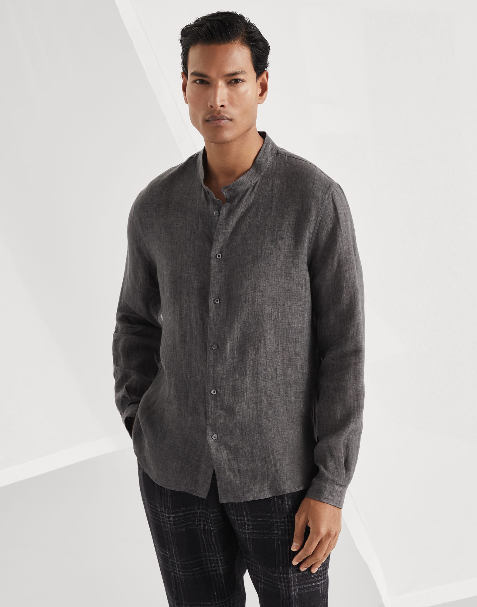 Mandarin collar shirt