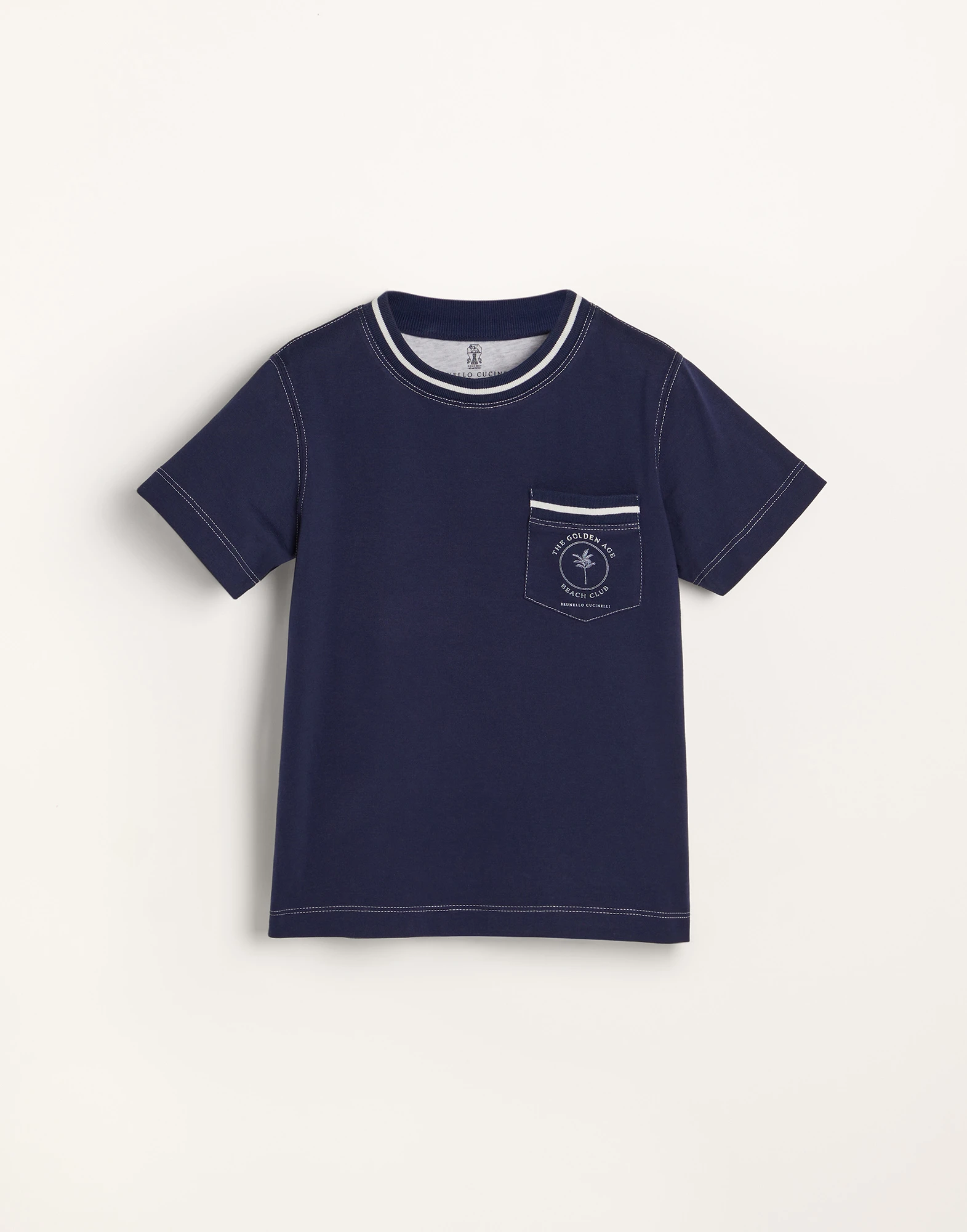 Cotton jersey T-shirt with chest pocket and print