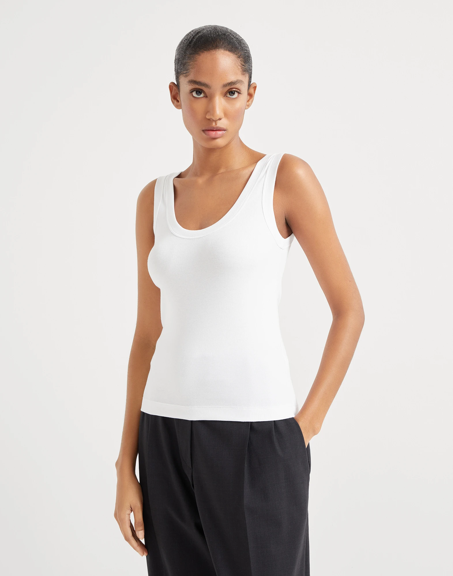 Ribbed jersey top