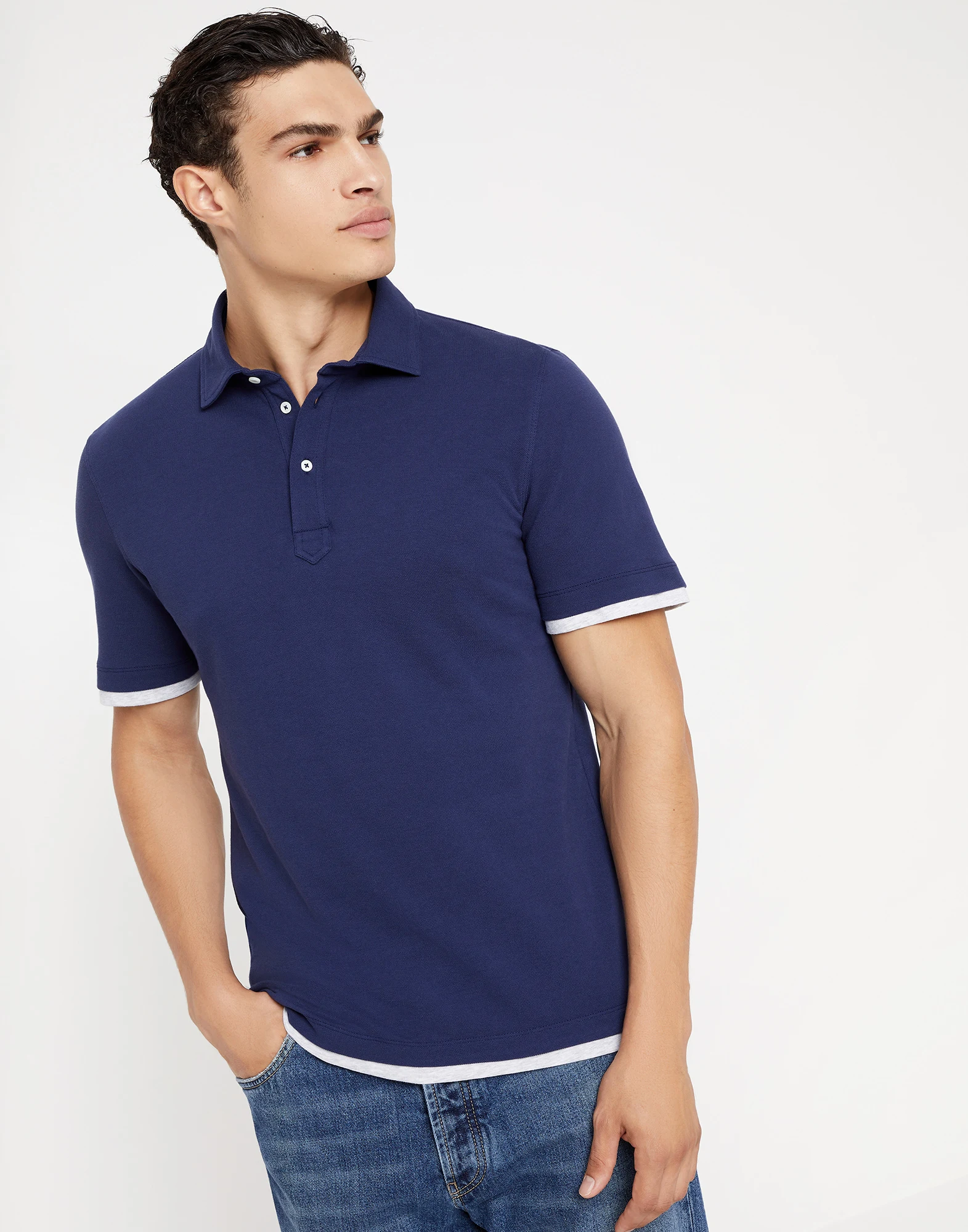Polo with Faux-Layering