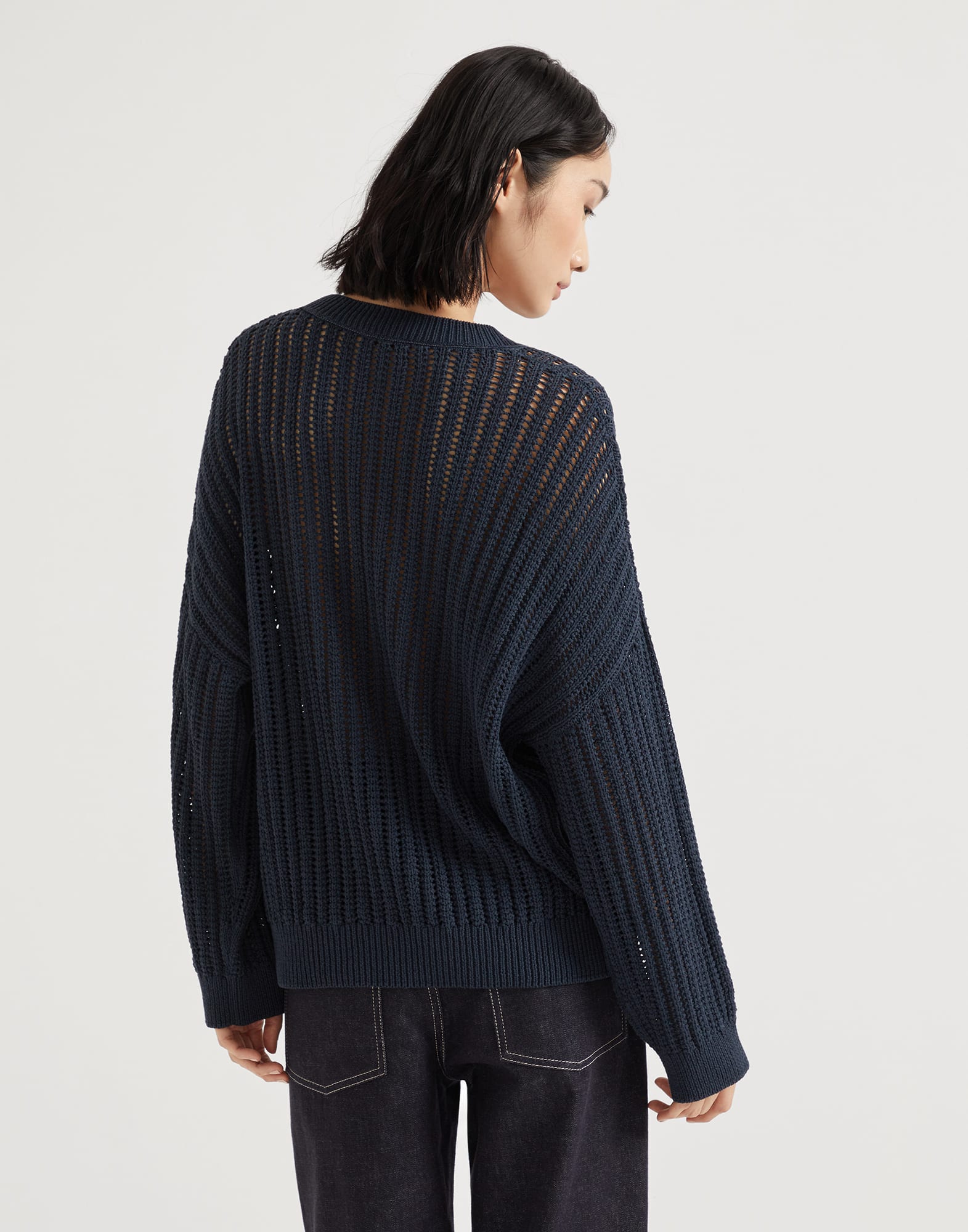 Ribbed openwork sweater