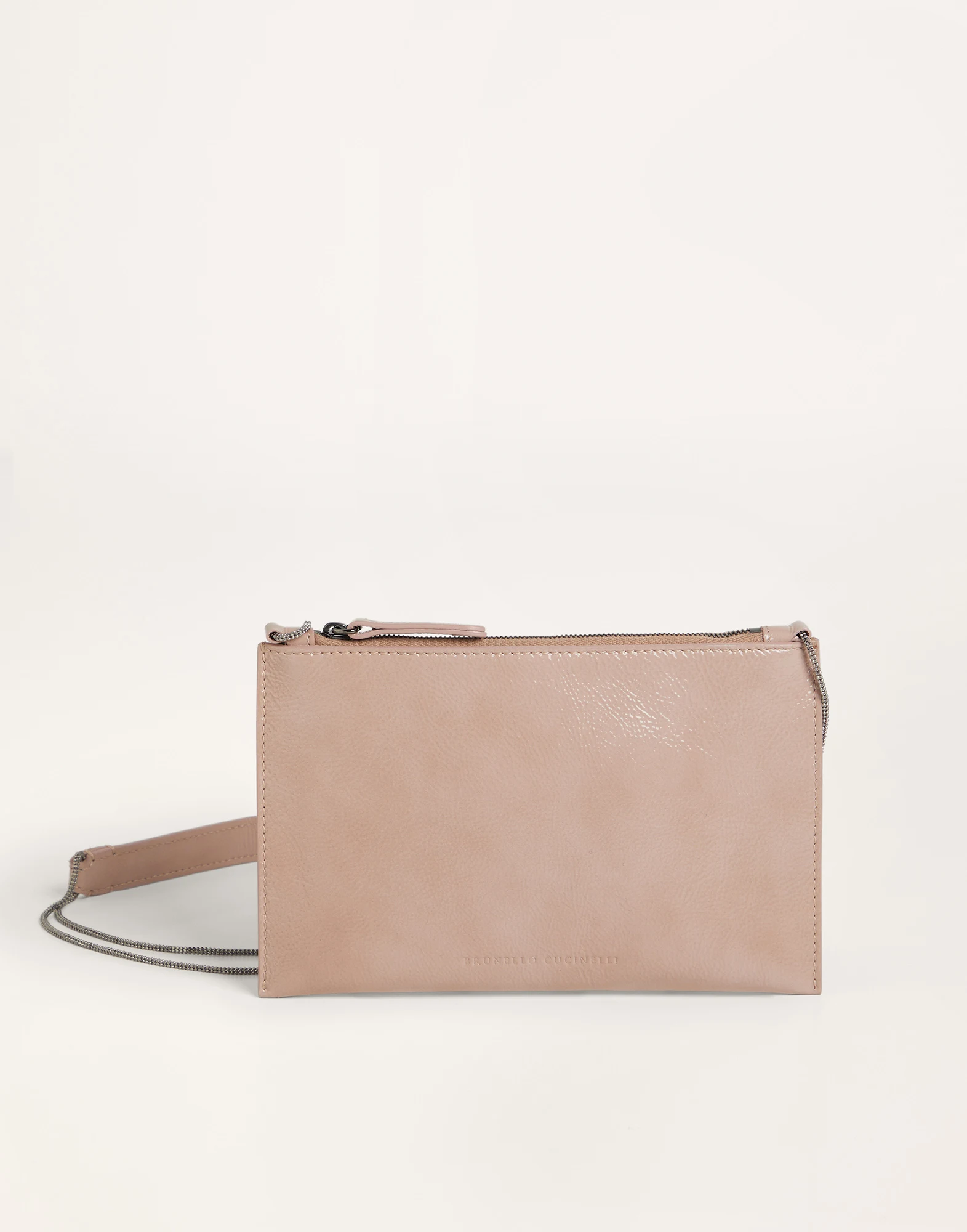 Sleek leather bag with monili