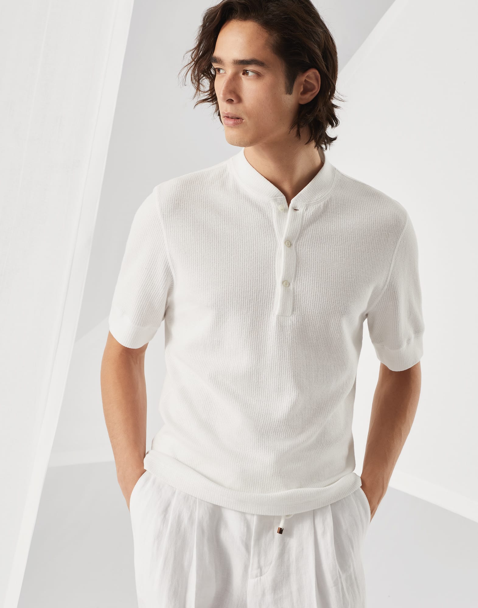 Henley collar T-shirt