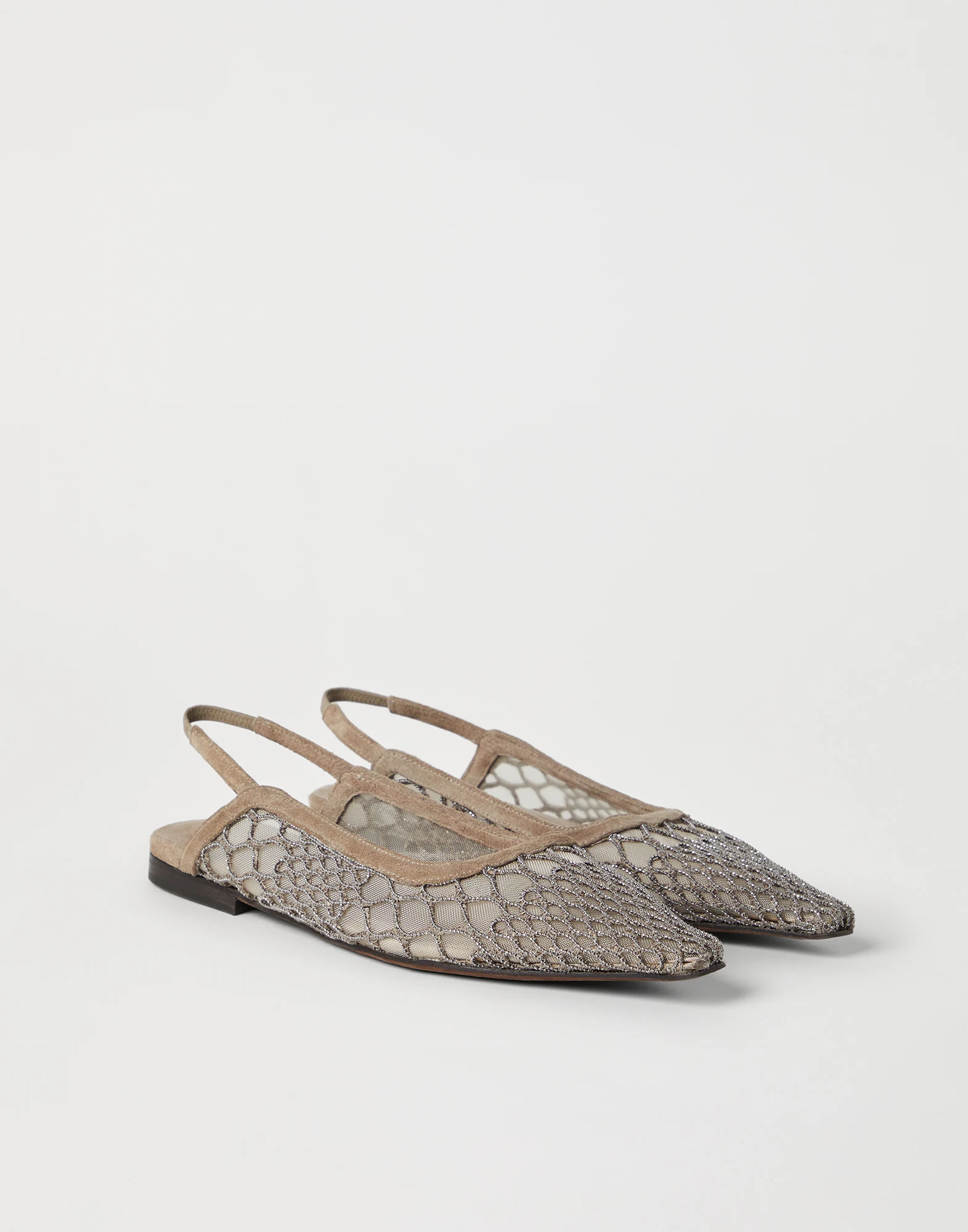 Precious net embroidery slingback flats