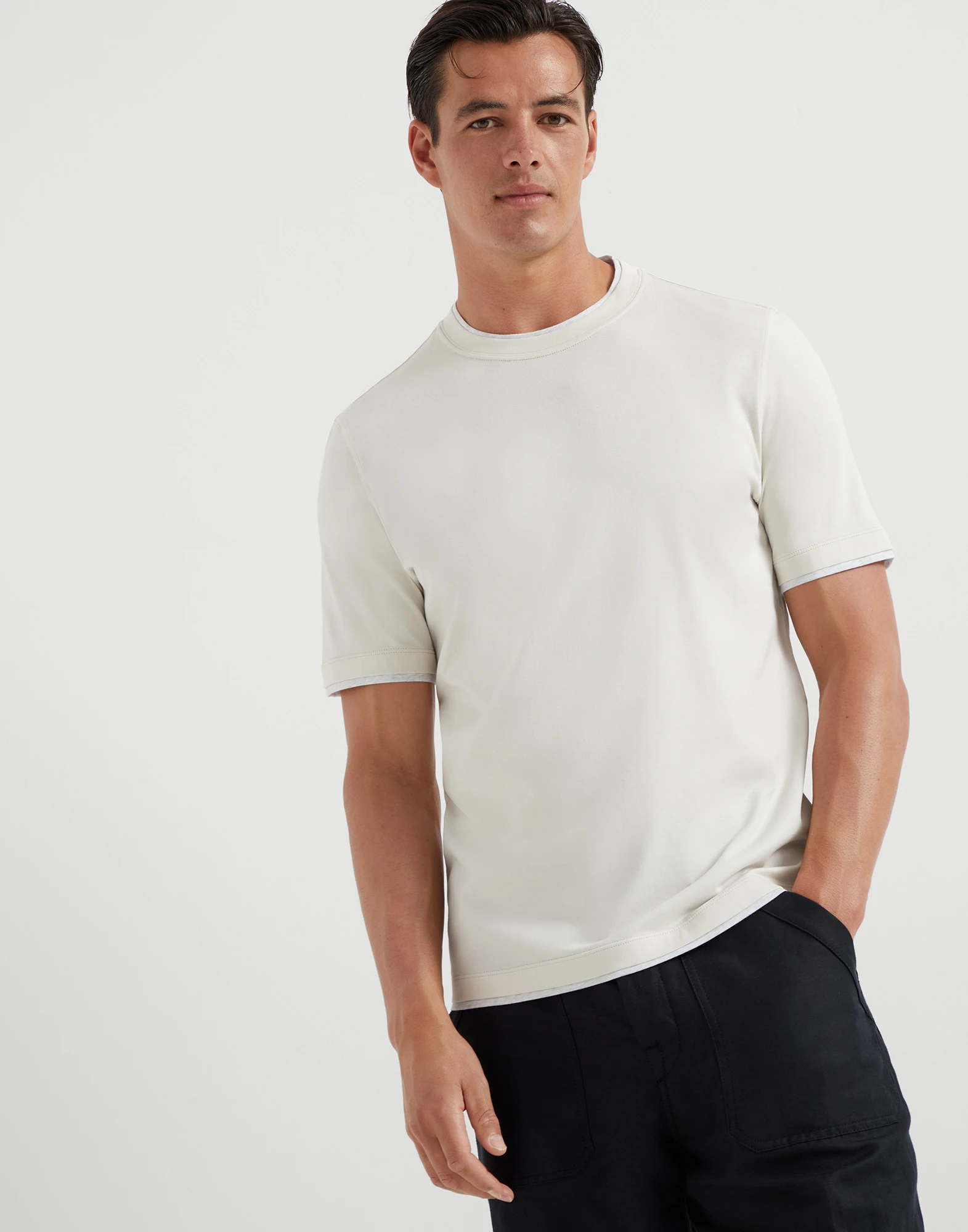 T-shirt with faux-layering