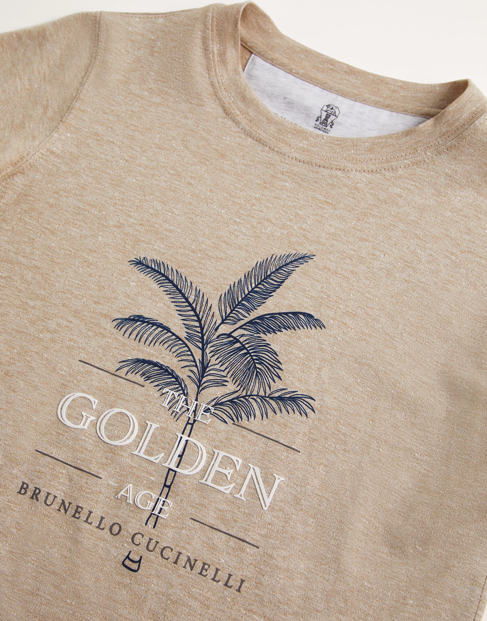 Linen and cotton jersey T-shirt with print