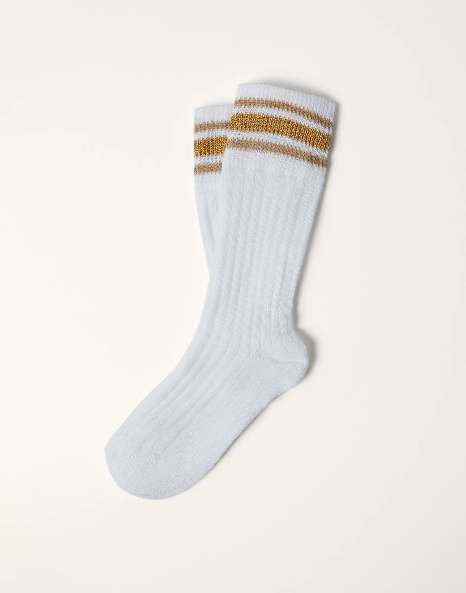 Ribbed cotton knit socks with stripes