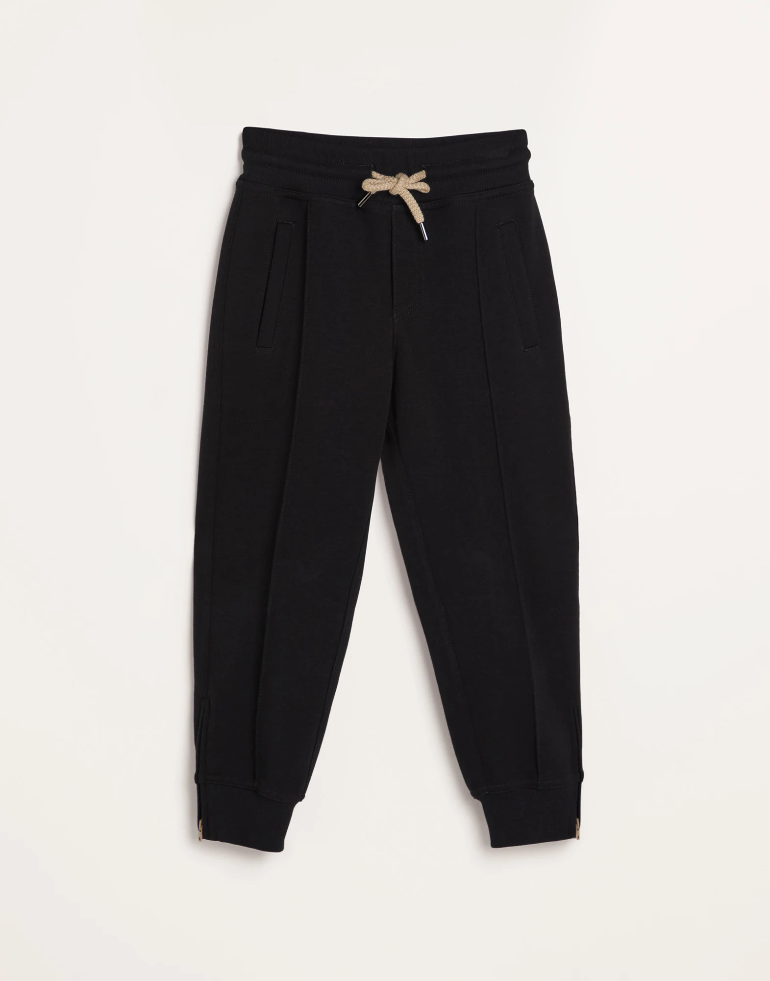 Techno cotton French terry trousers with Crte detail and elasticated zipper cuffs