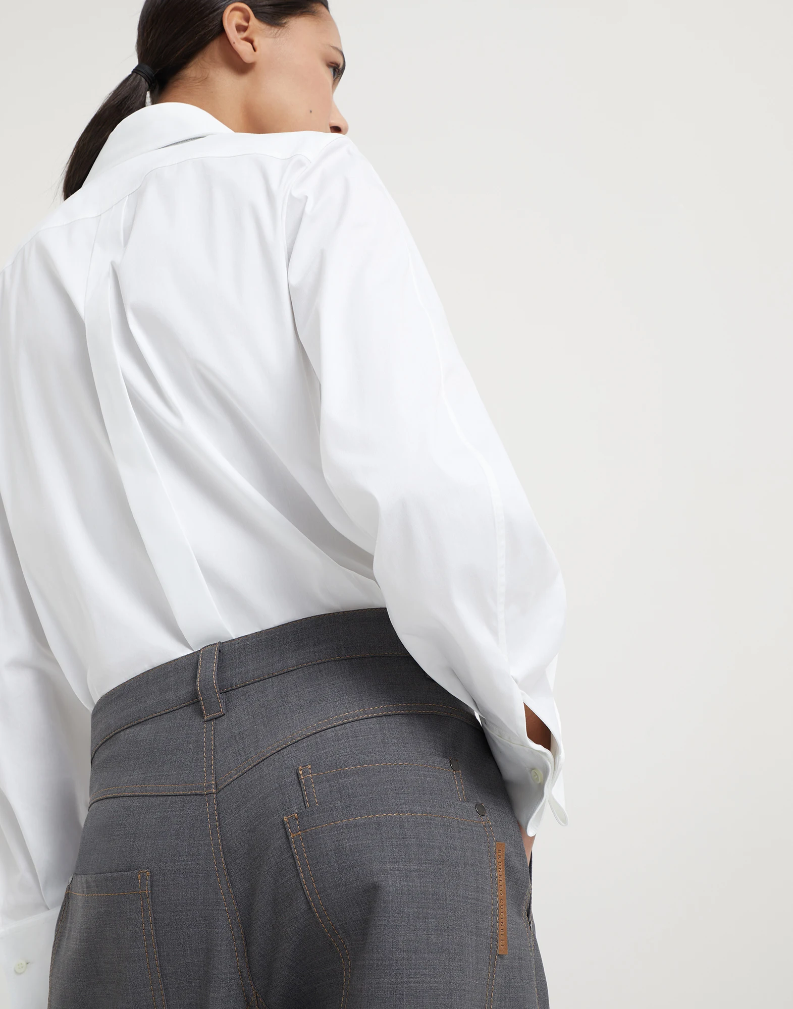 Tropical luxury wool soft curved trousers