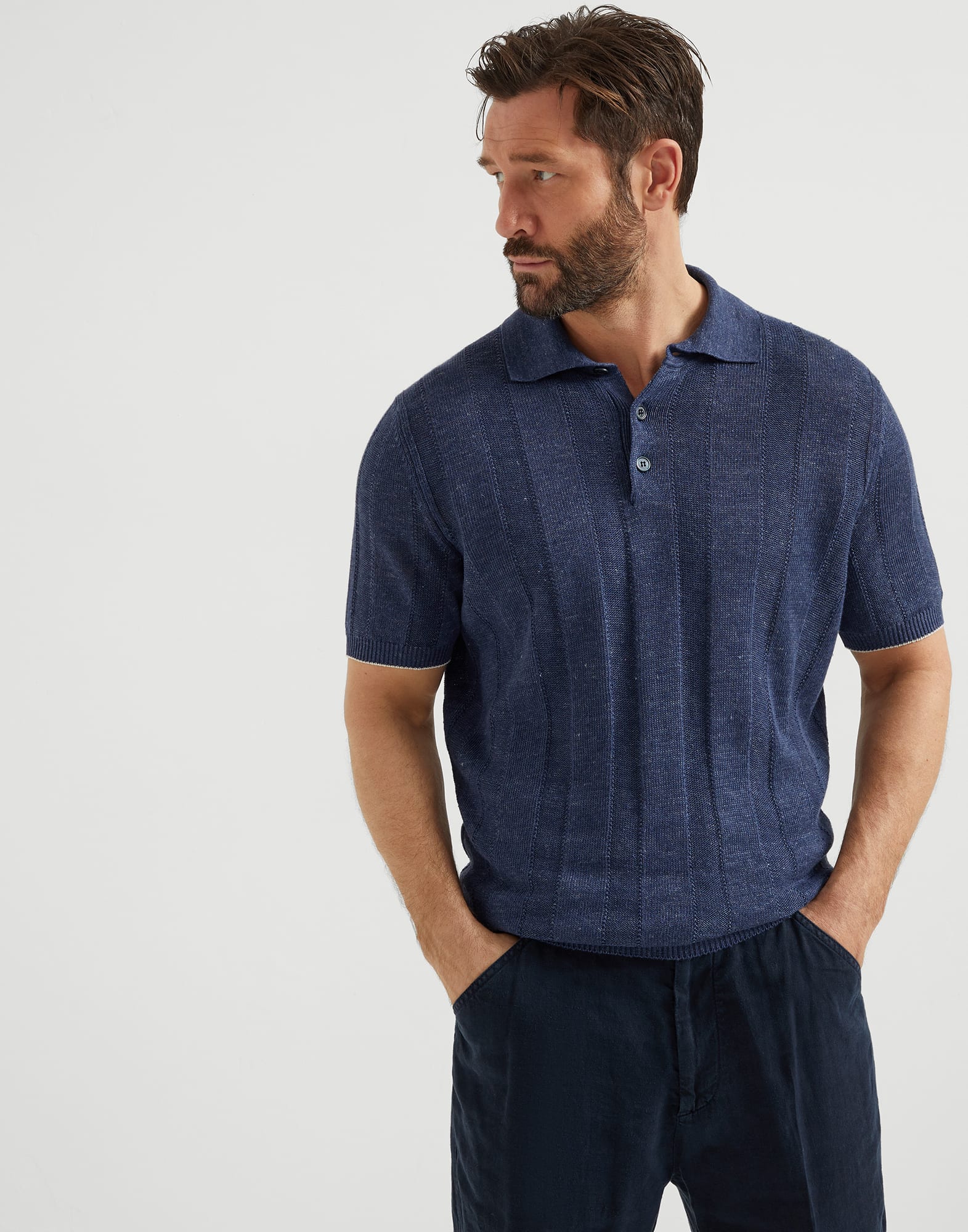 Rib knit polo