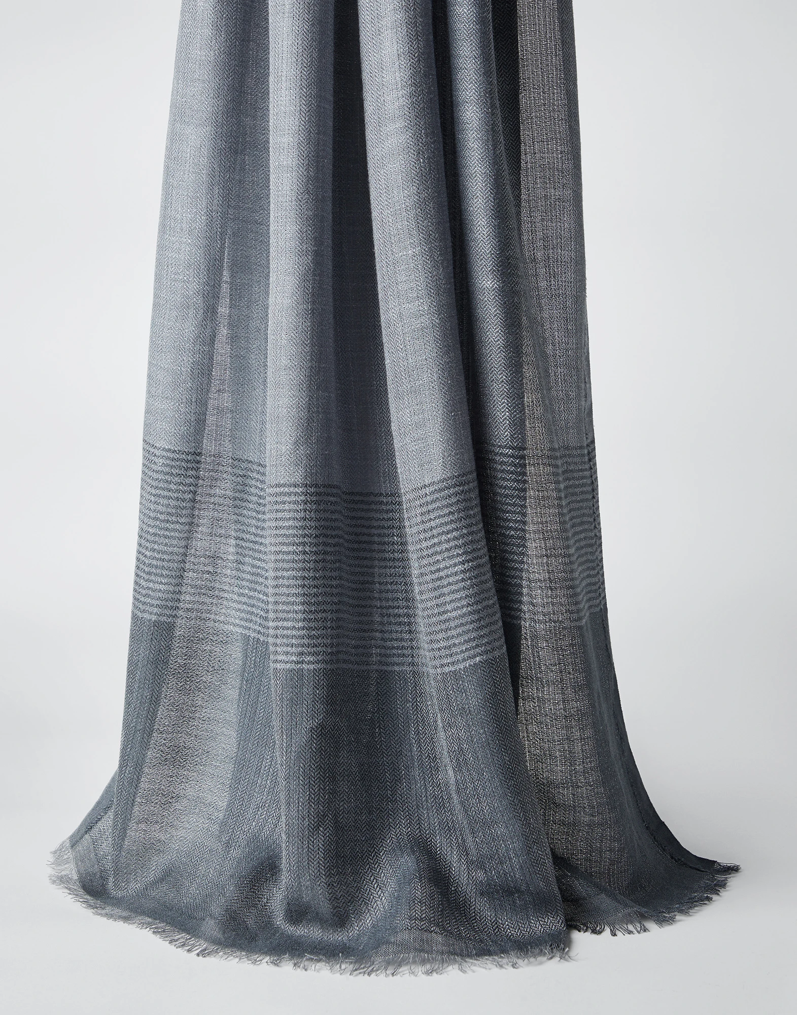 Silk and linen chevron scarf with stripes