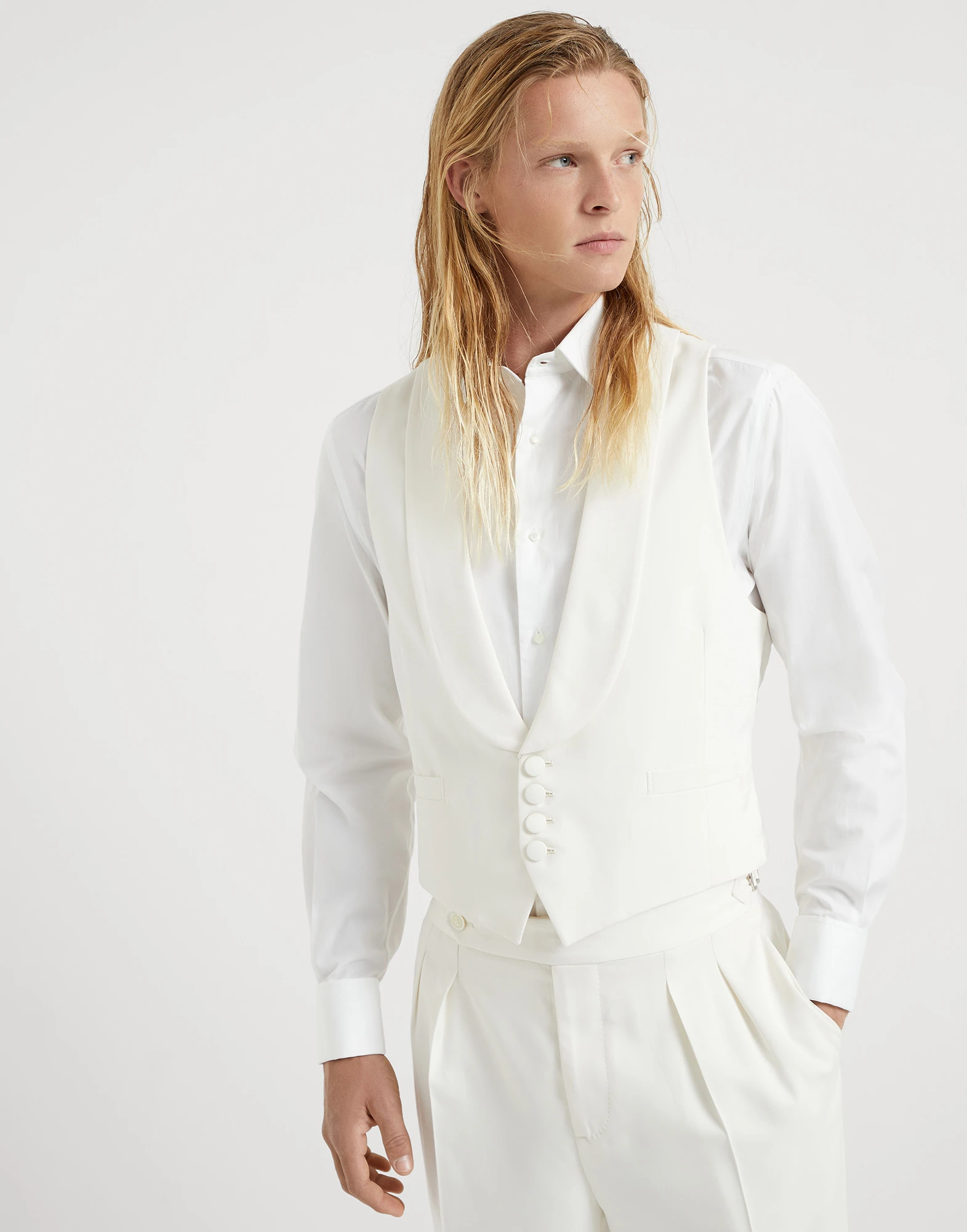 Delave silk twill waistcoat with shawl lapels