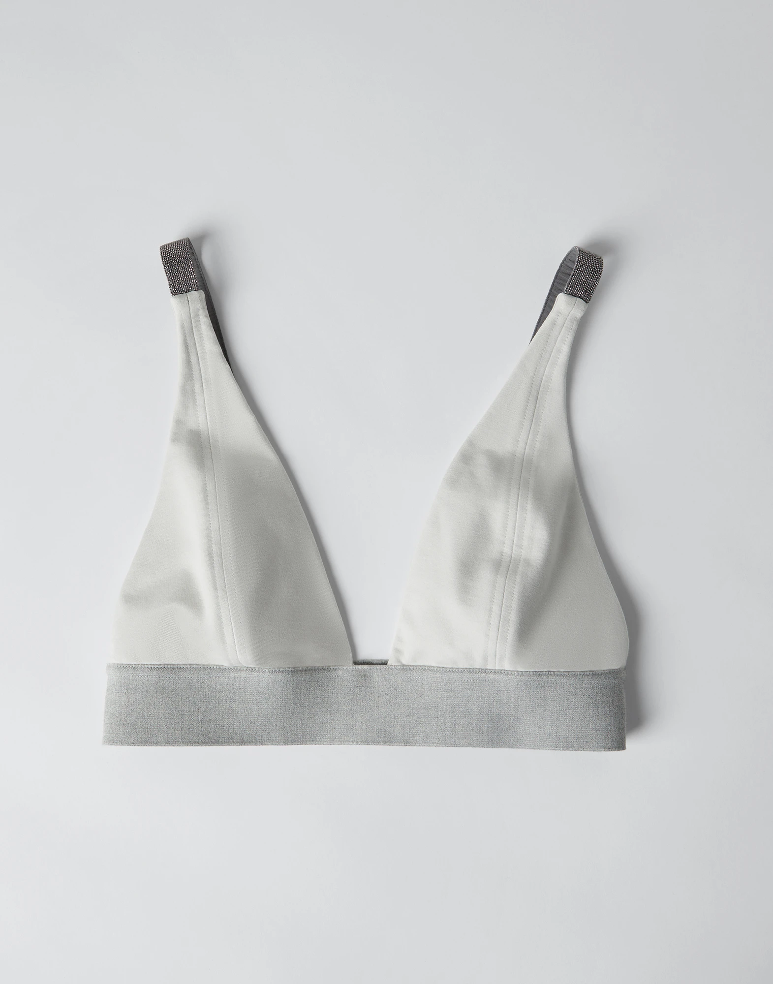 Stretch cotton French terry bralette top with precious straps